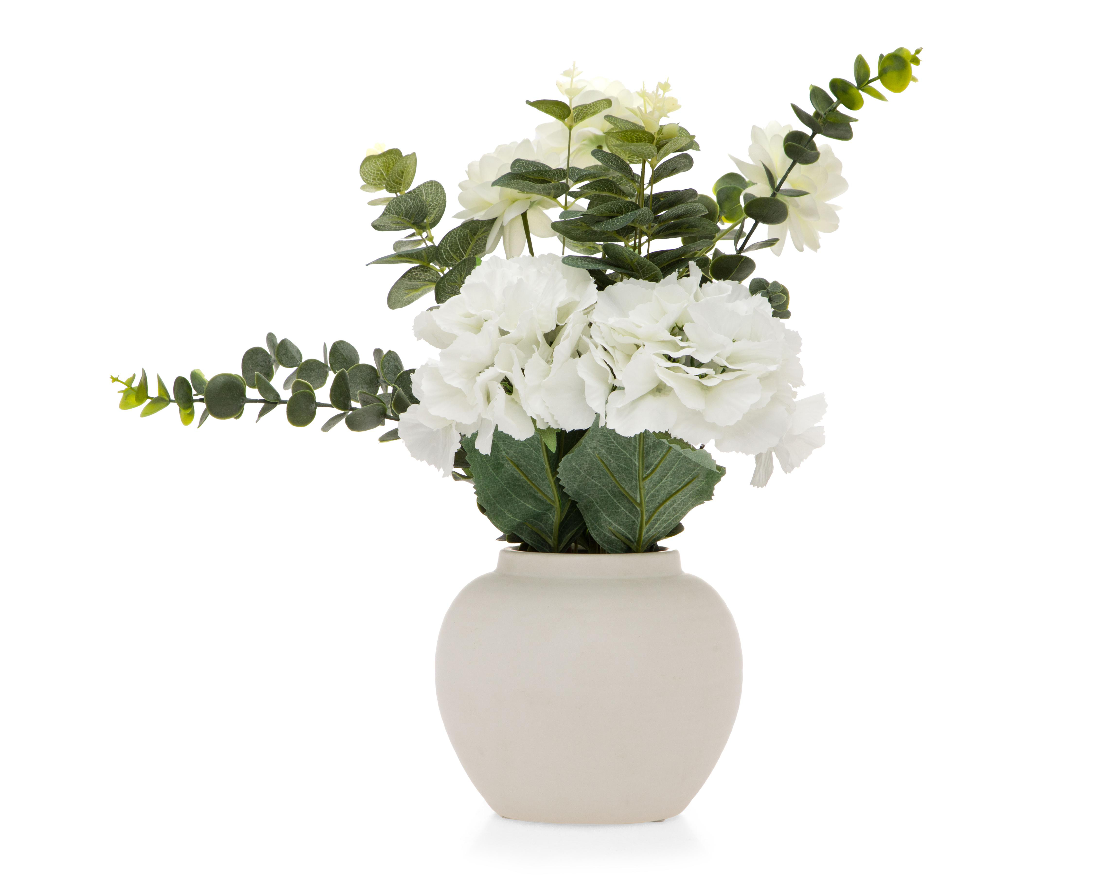 Eucalipto con Flores Artificiales con Maceta 48.5 cm