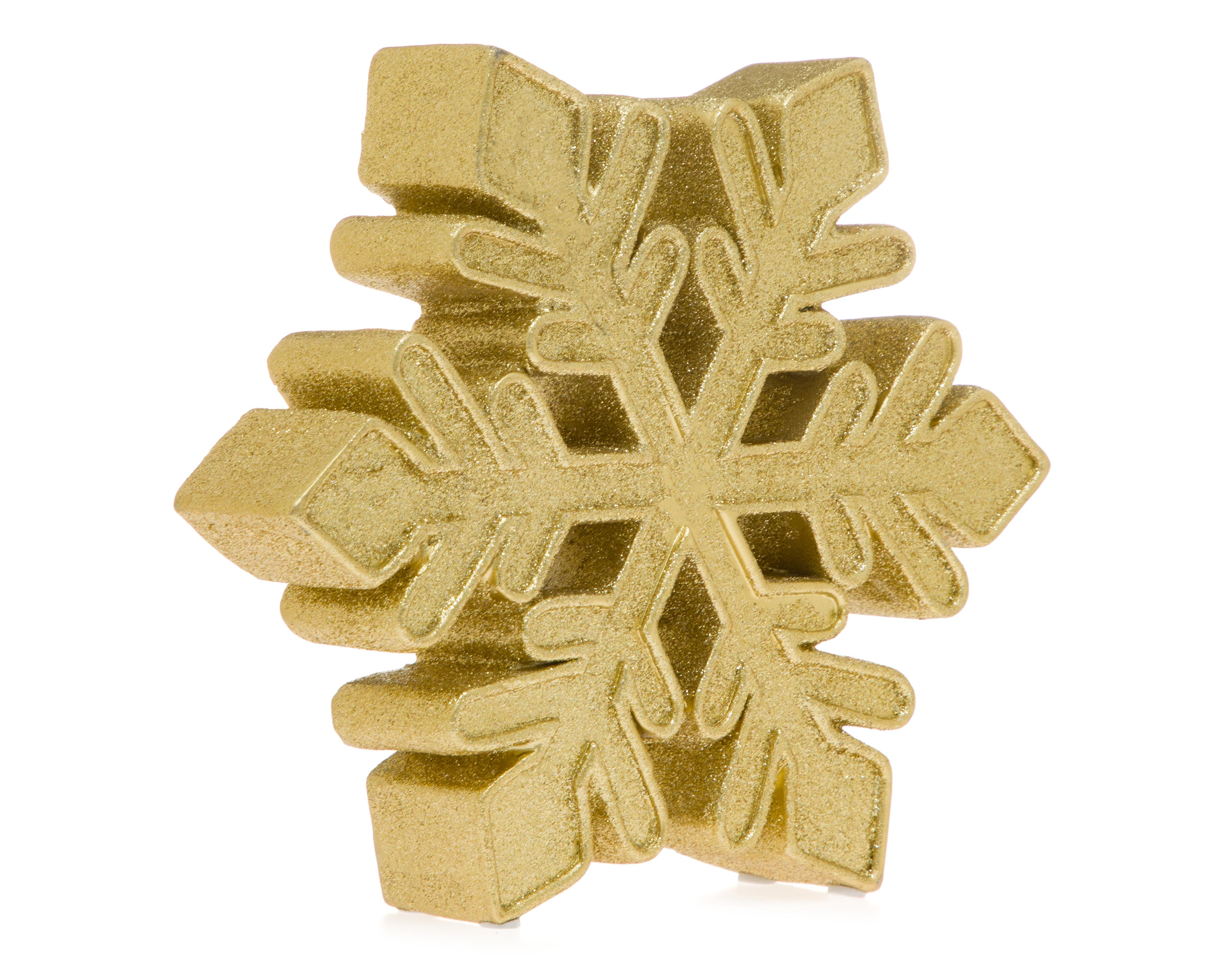 Foto 2 pulgar | Figura Decorativa Copo de Nieve de Navidad Oro Flake de Resina