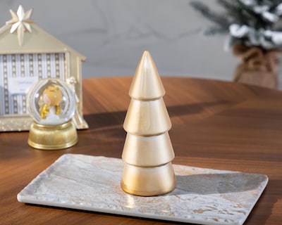Foto 4 | Figura Decorativa Pino de Navidad Golden Pine de Cerámica