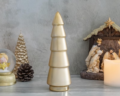 Foto 4 | Figura Decorativa de Pino de Navidad Golden Pine B de Cerámica