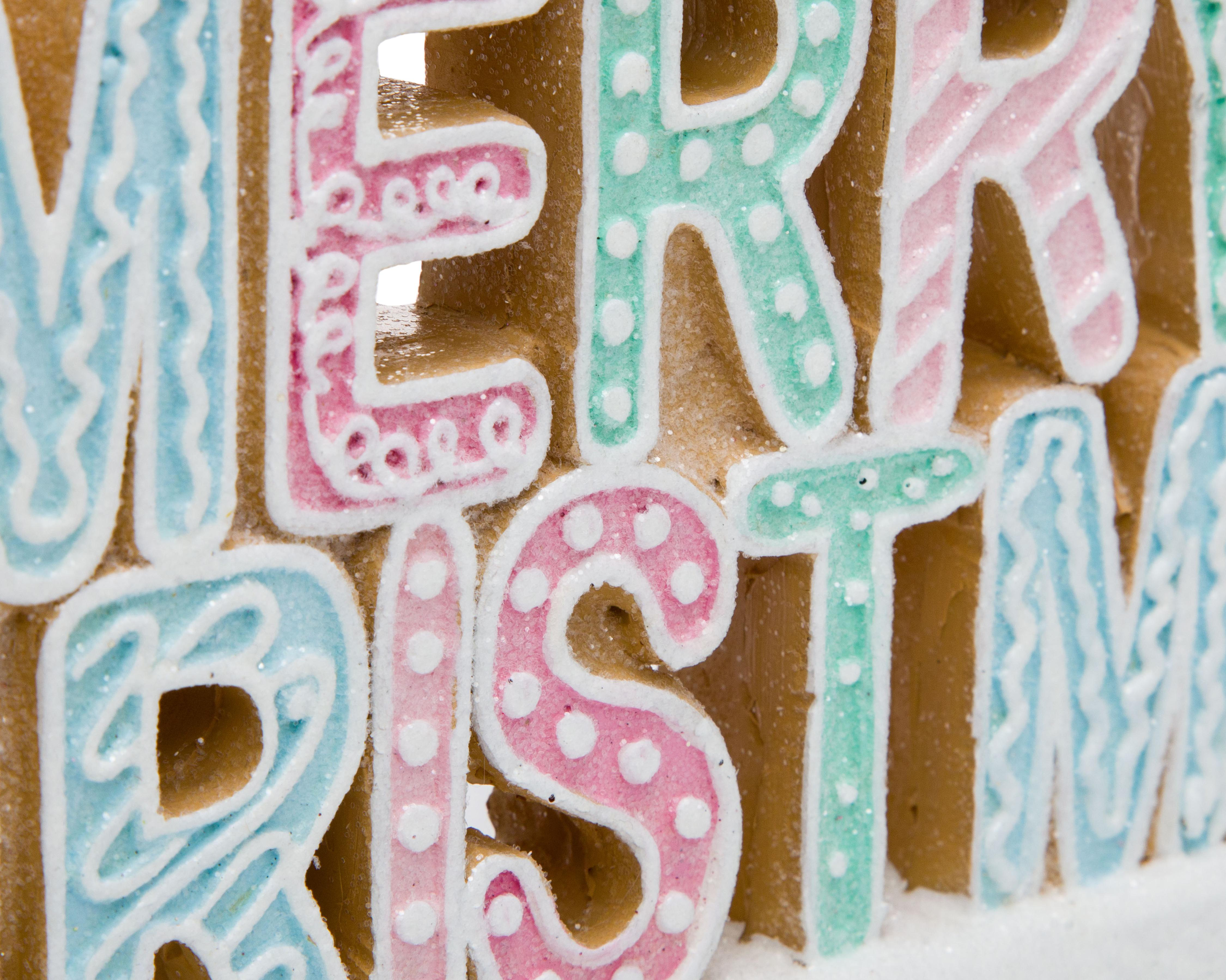 Foto 4 pulgar | Letrero Decorativo de Navidad Merry Ginger de Resina