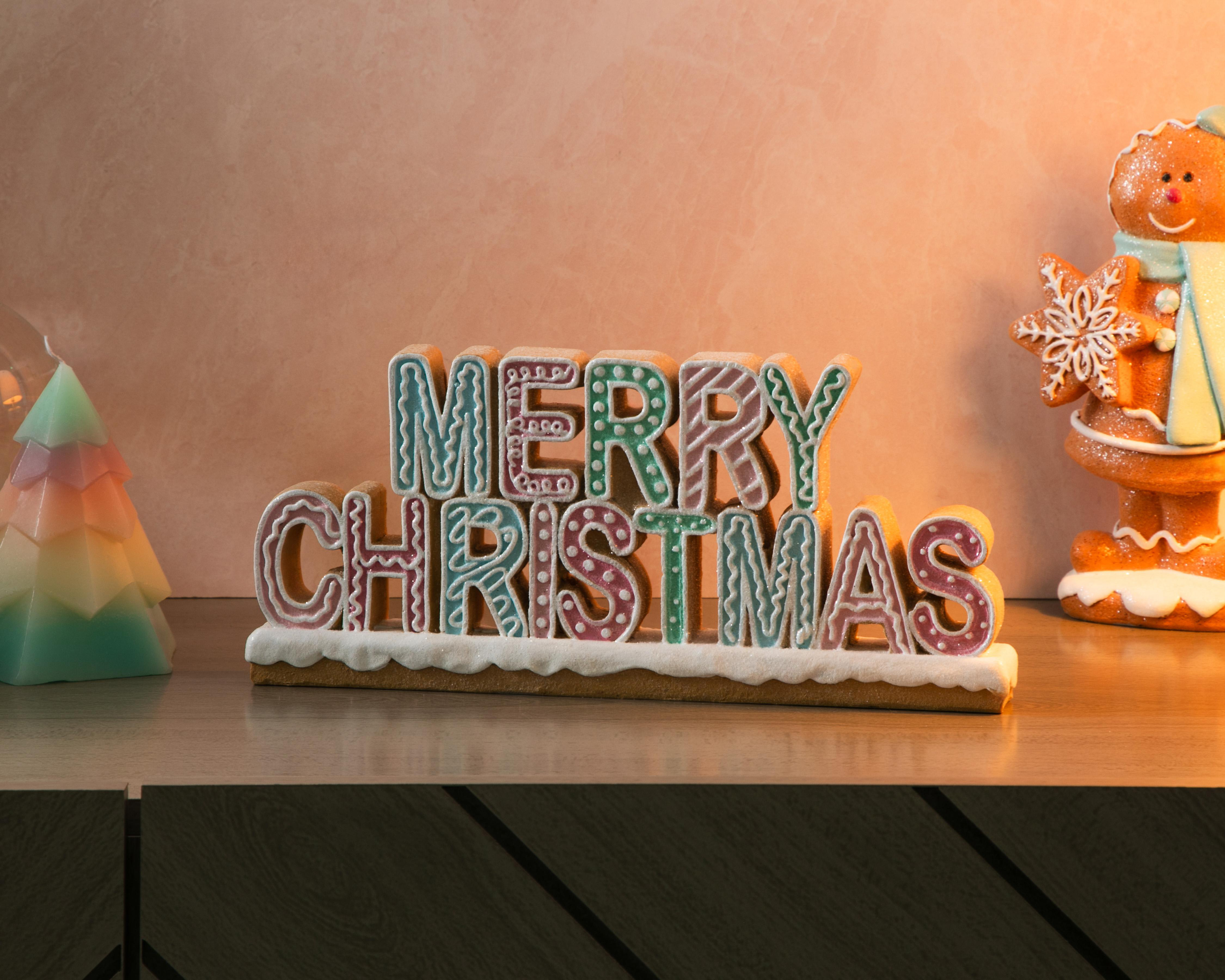 Foto 5 pulgar | Letrero Decorativo de Navidad Merry Ginger de Resina