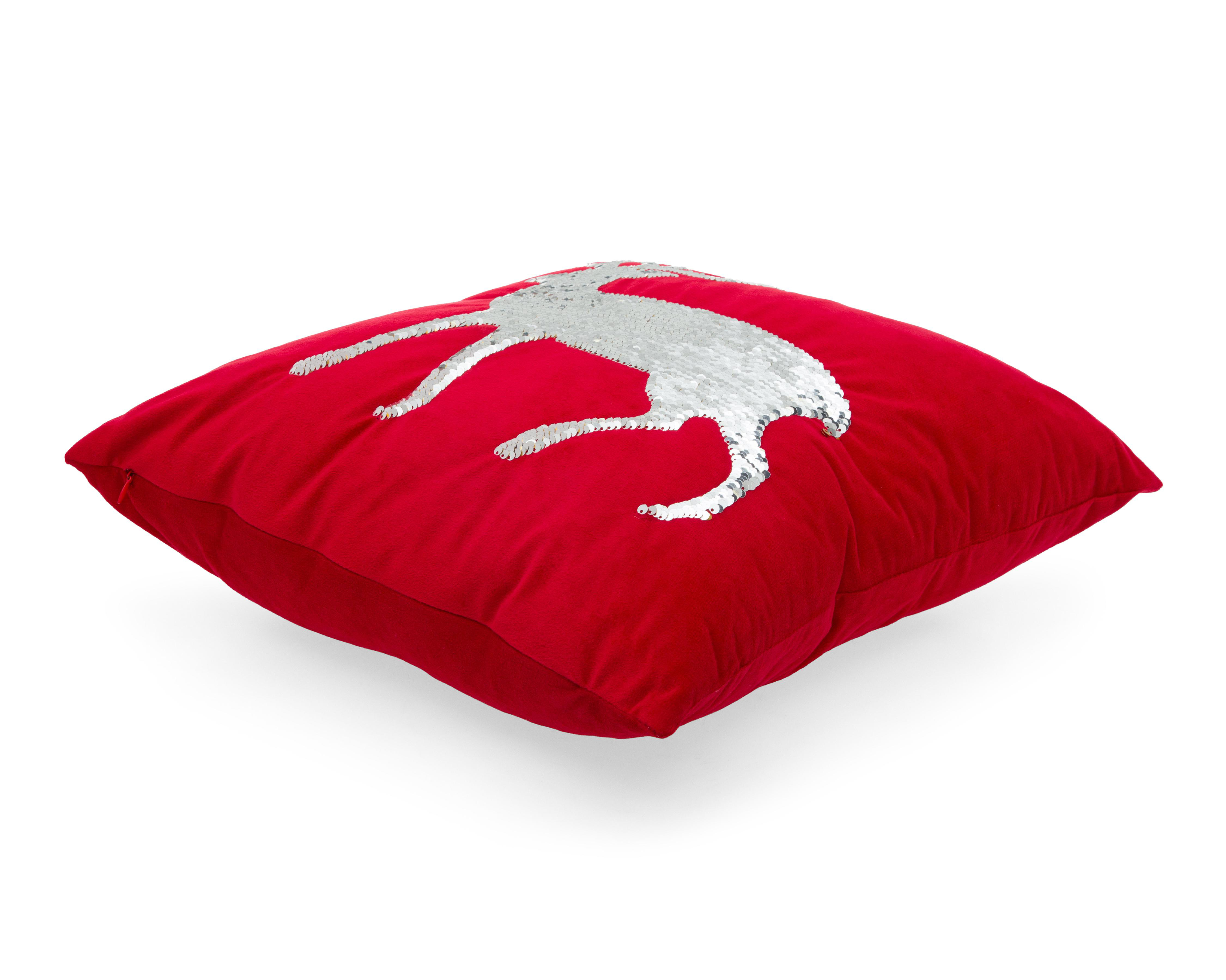 Foto 4 pulgar | Cojín Navideño Shiny Reno Rojo