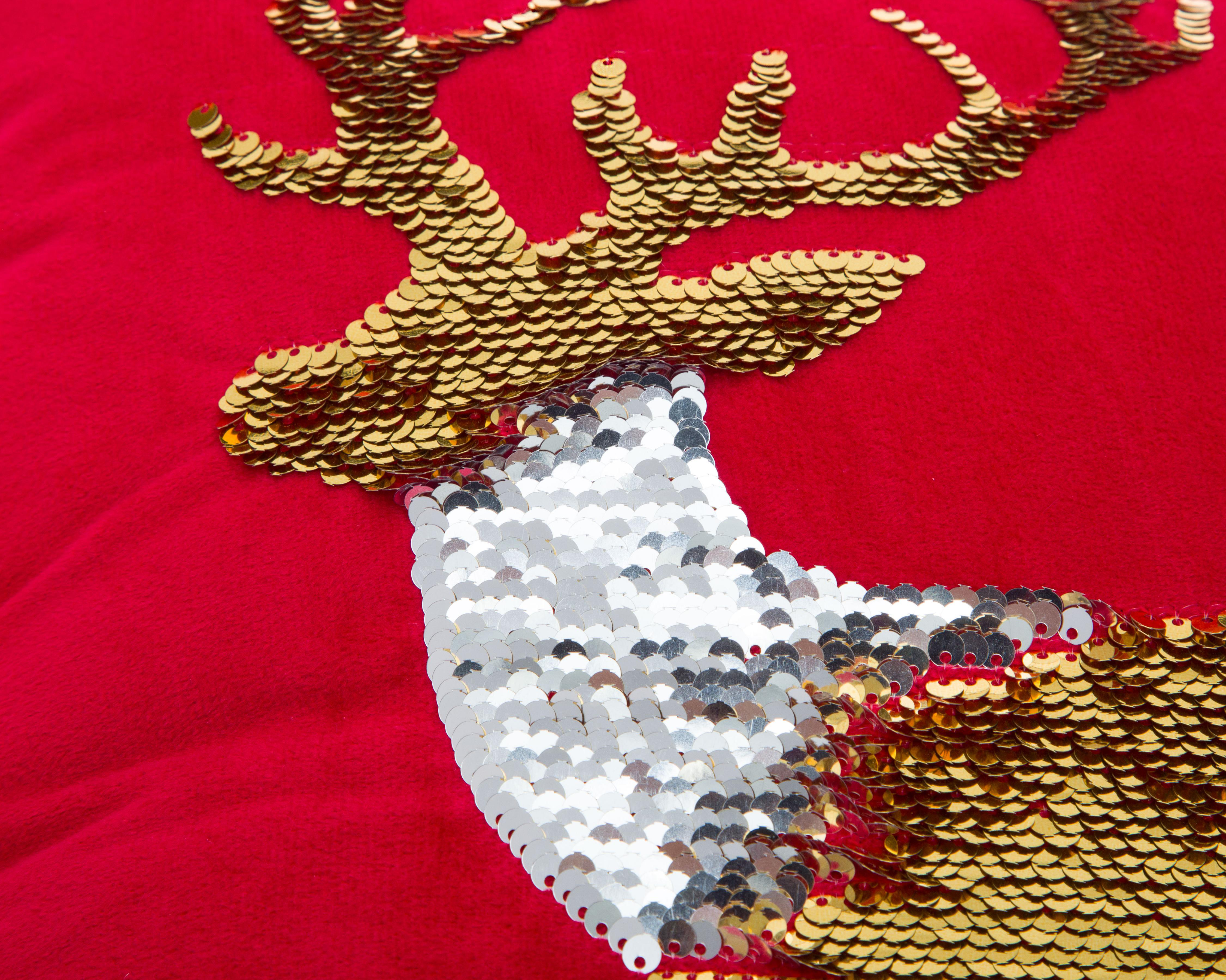 Foto 5 pulgar | Cojín Navideño Shiny Reno Rojo
