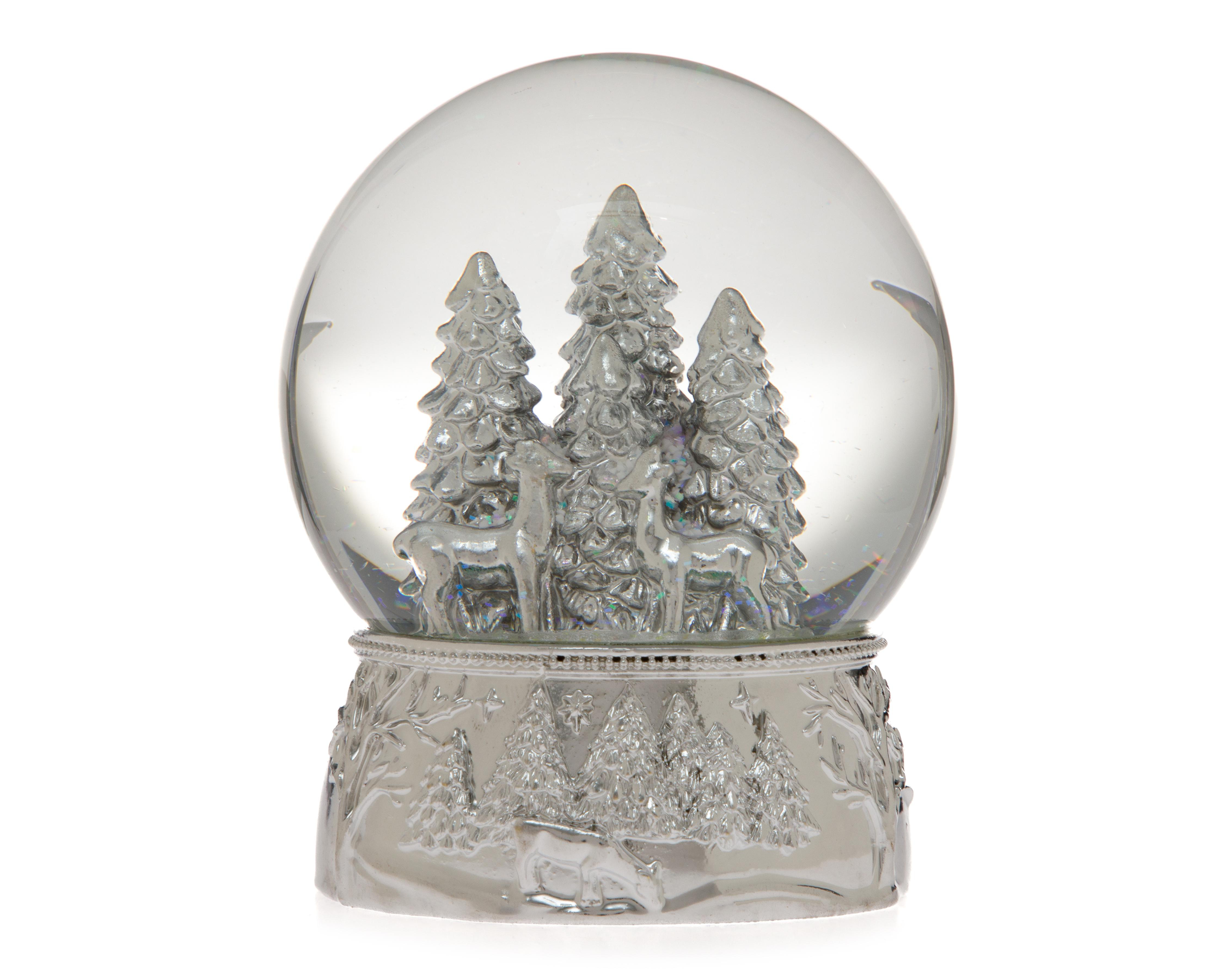 Foto 4 pulgar | Esfera de Nieve de Navidad Bosque Platino de Poliresina