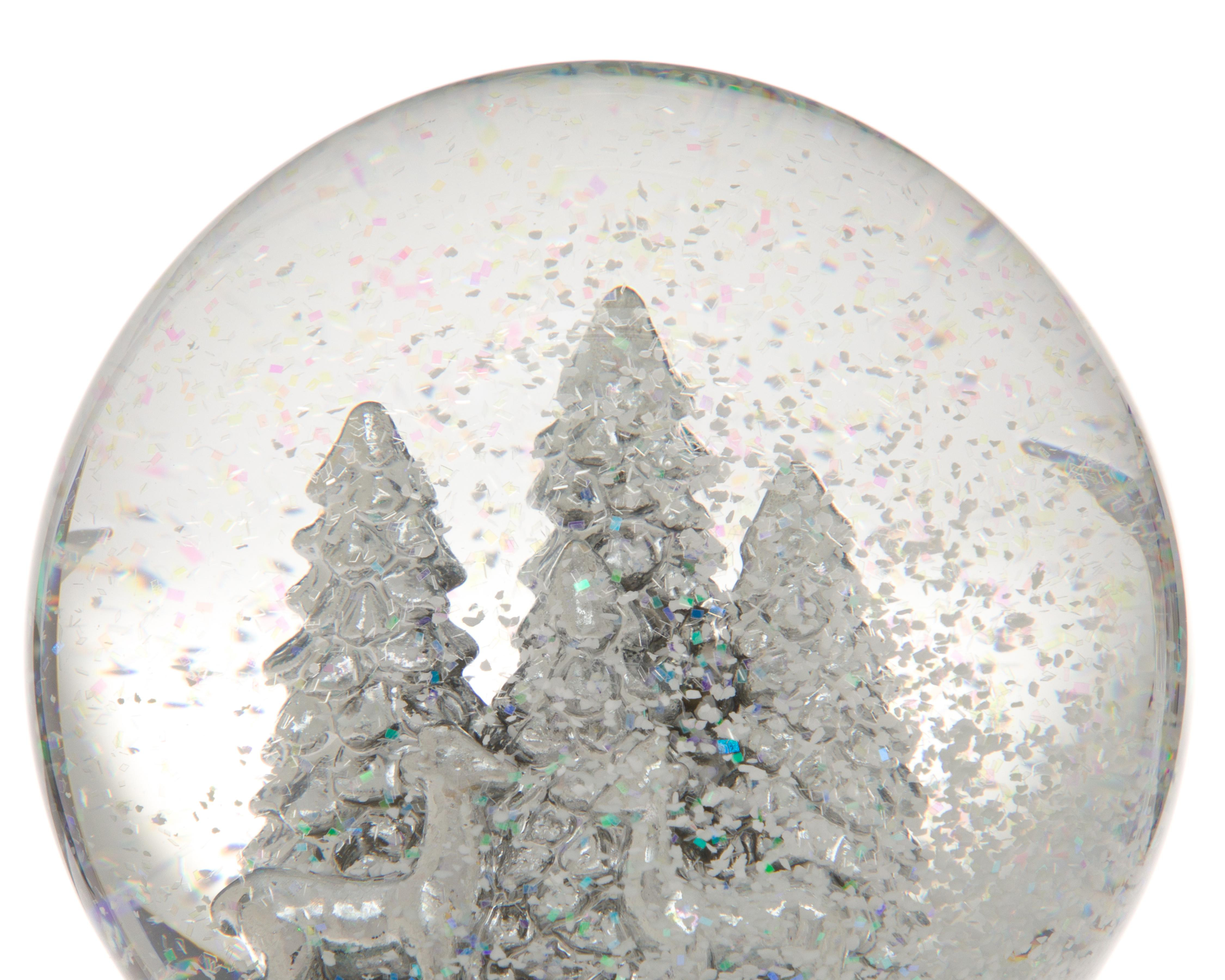 Foto 5 pulgar | Esfera de Nieve de Navidad Bosque Platino de Poliresina
