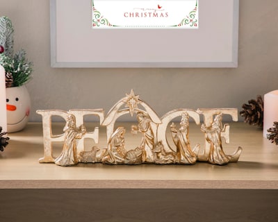 Foto 5 | Letrero Decorativo de Navidad Nacimiento Paz de Resina