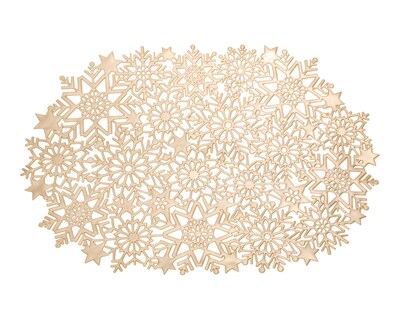 Foto 4 | Mantel Individual Dorado Starhaus Snowflake Cocinero 4 Piezas