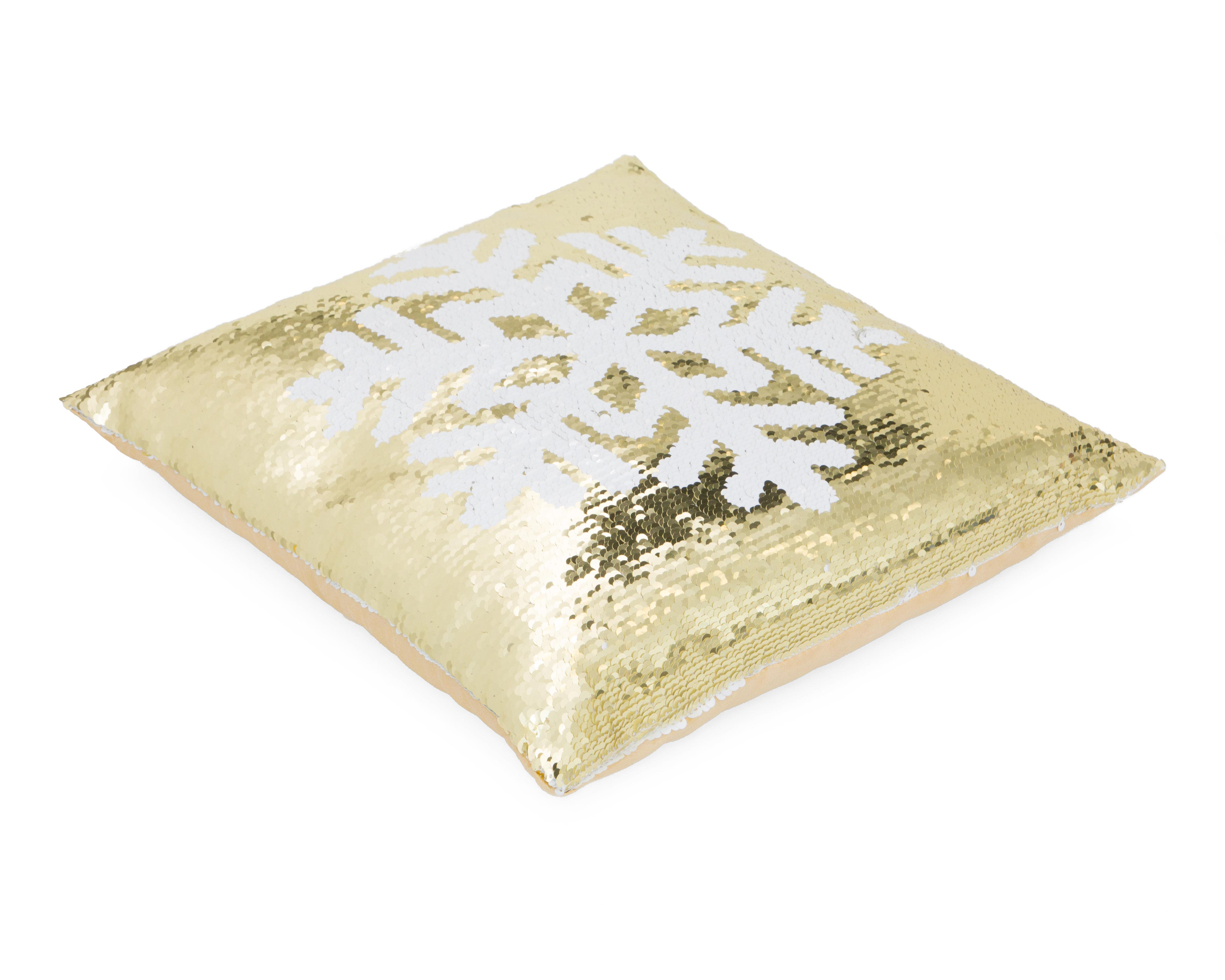 Foto 4 pulgar | Cojín Navideño Sequin Snowy Dorado