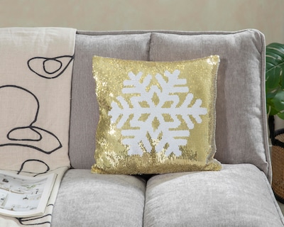 Foto 5 | Cojín Navideño Sequin Snowy Dorado