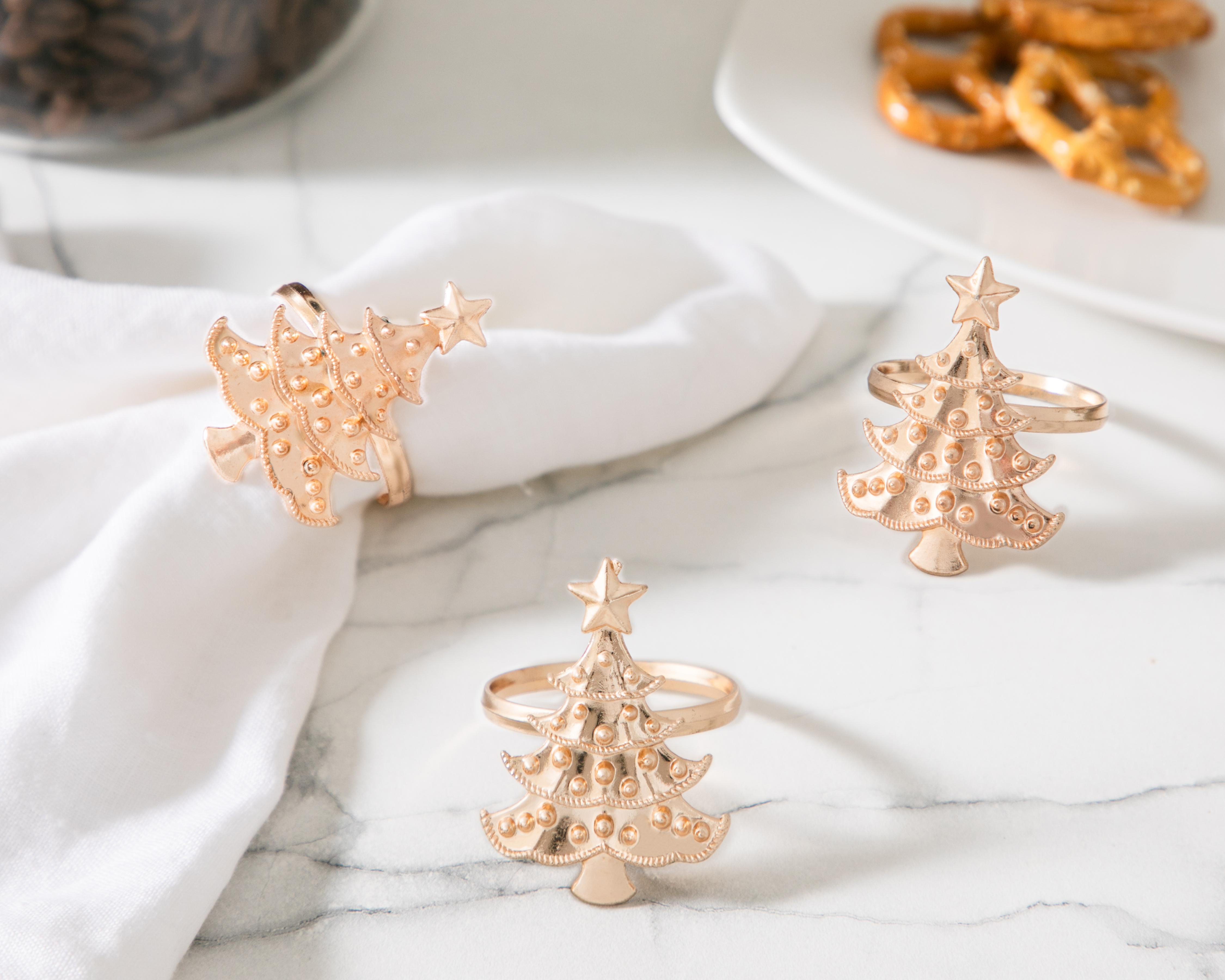 Foto 5 pulgar | Anillos para Servilleta de Navidad Pine Set de Plástico 4 Piezas