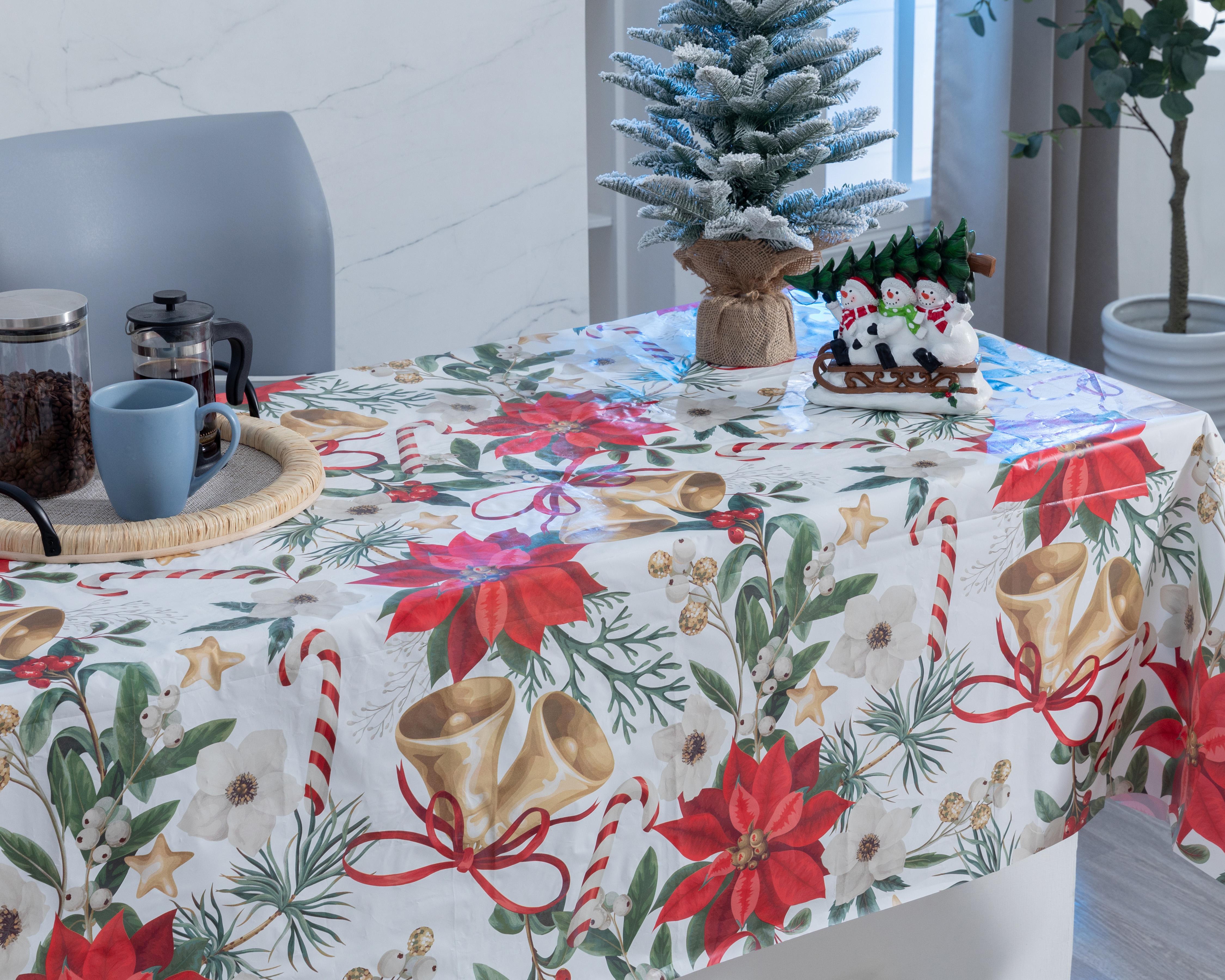 Foto 2 pulgar | Mantel para Mesa Navideño Starhaus Poinsettia 260 x 152 cm