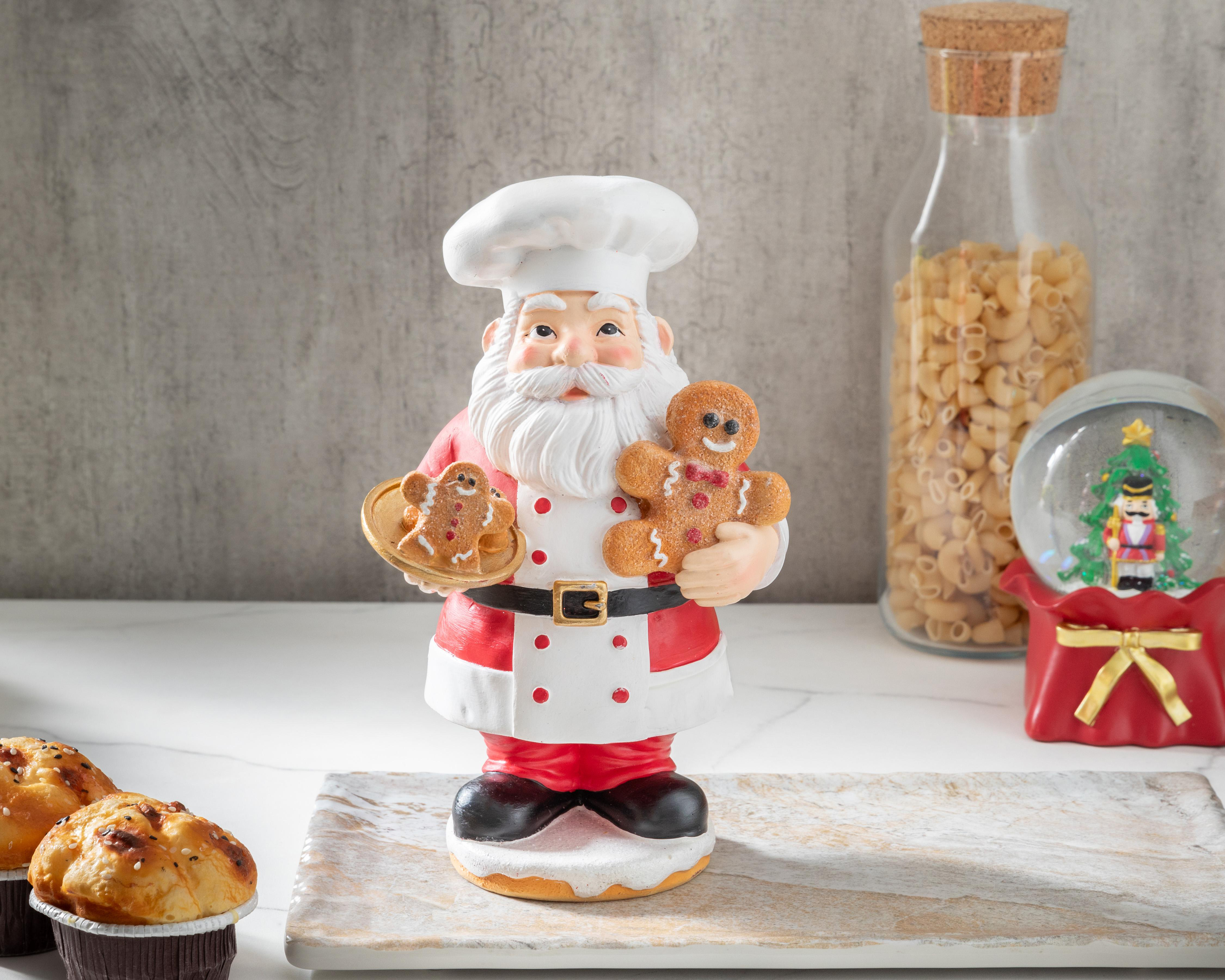 Foto 6 pulgar | Figura de Papá Noel de Navidad Santa Cocinero de Resina