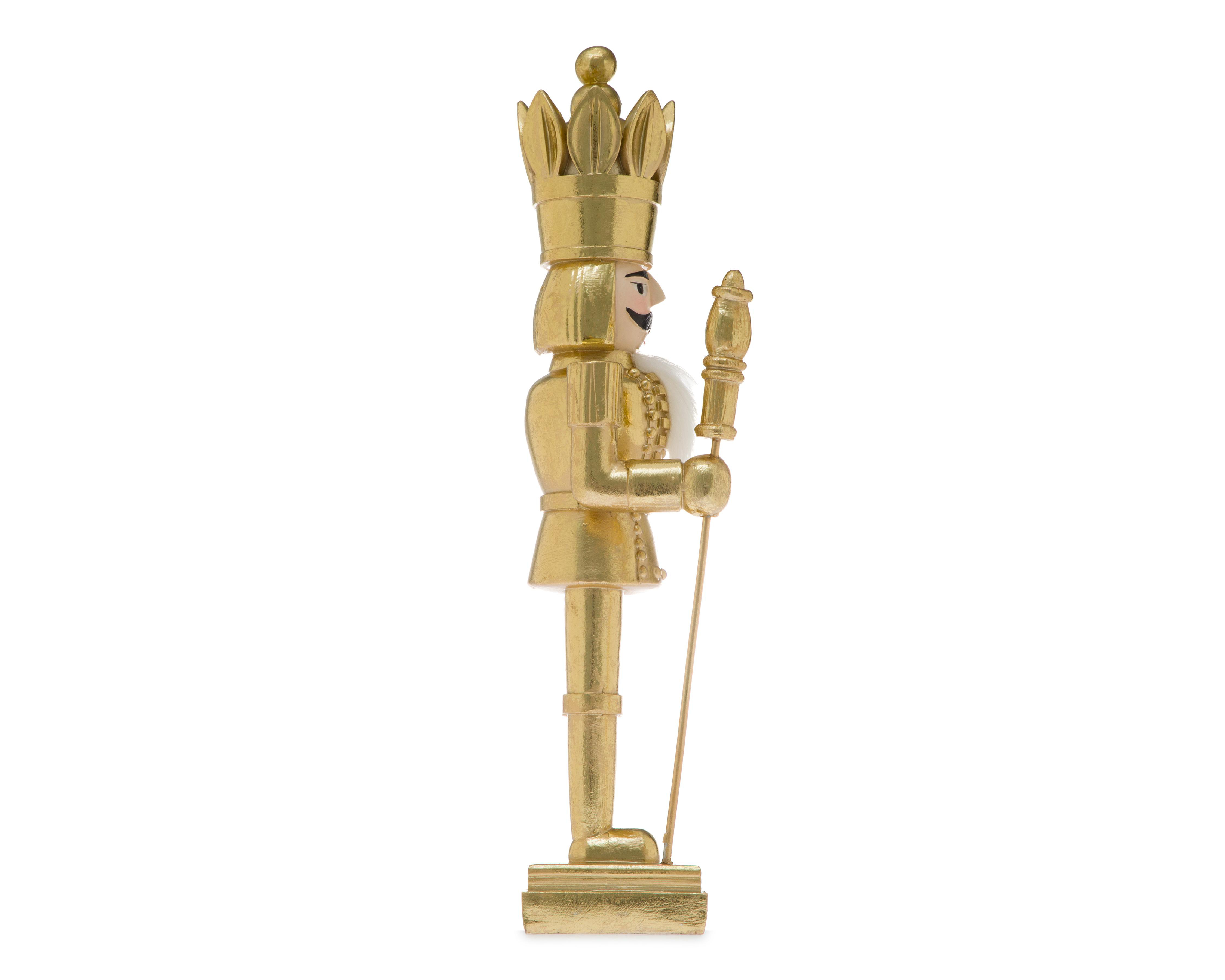 Foto 3 pulgar | Figura Decorativa Cascanueces de Navidad Gold Nutcracker de Resina