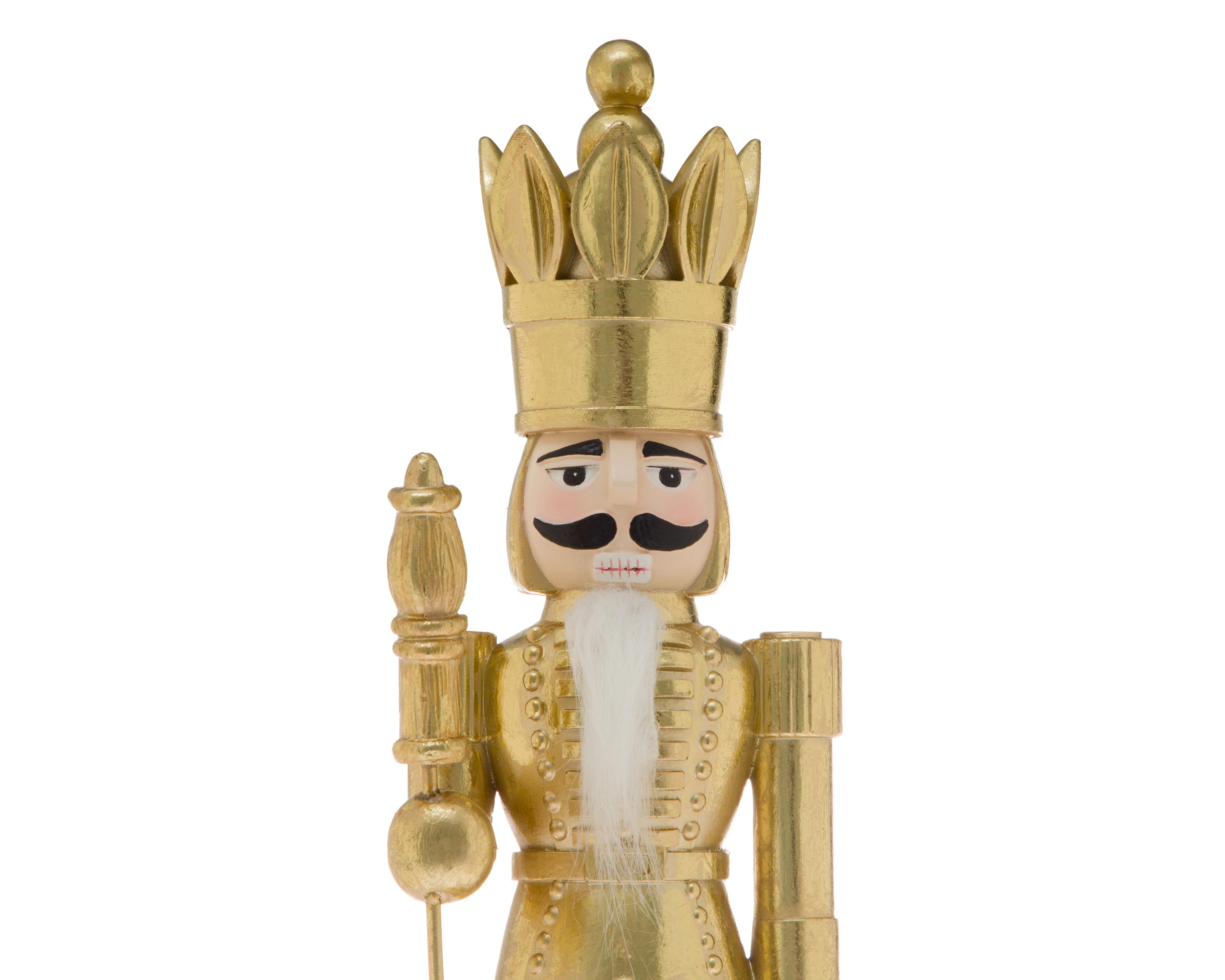 Foto 5 pulgar | Figura Decorativa Cascanueces de Navidad Gold Nutcracker de Resina