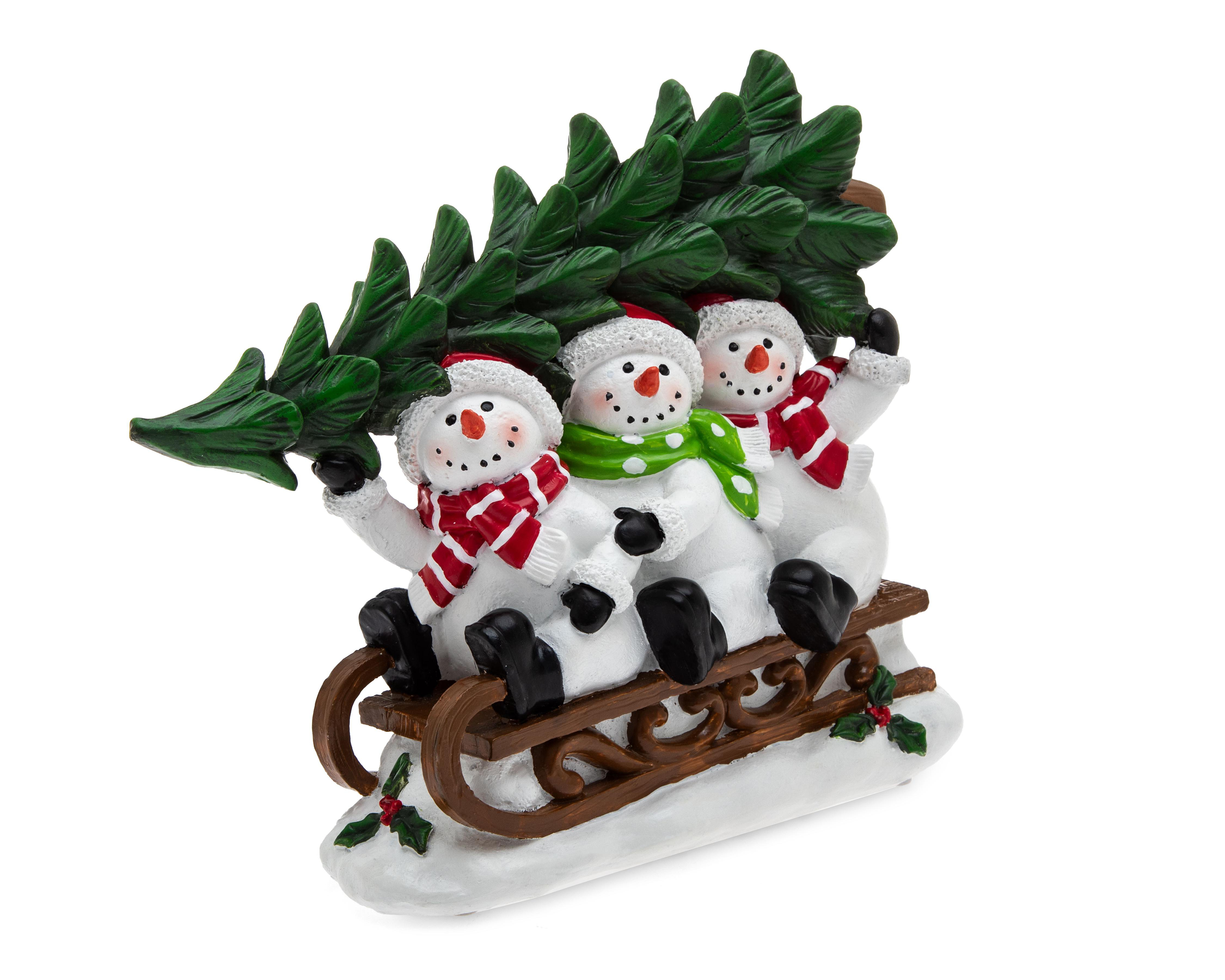 Foto 2 pulgar | Figura Decorativa Monos de Nieve de Navidad Trineo de Resina