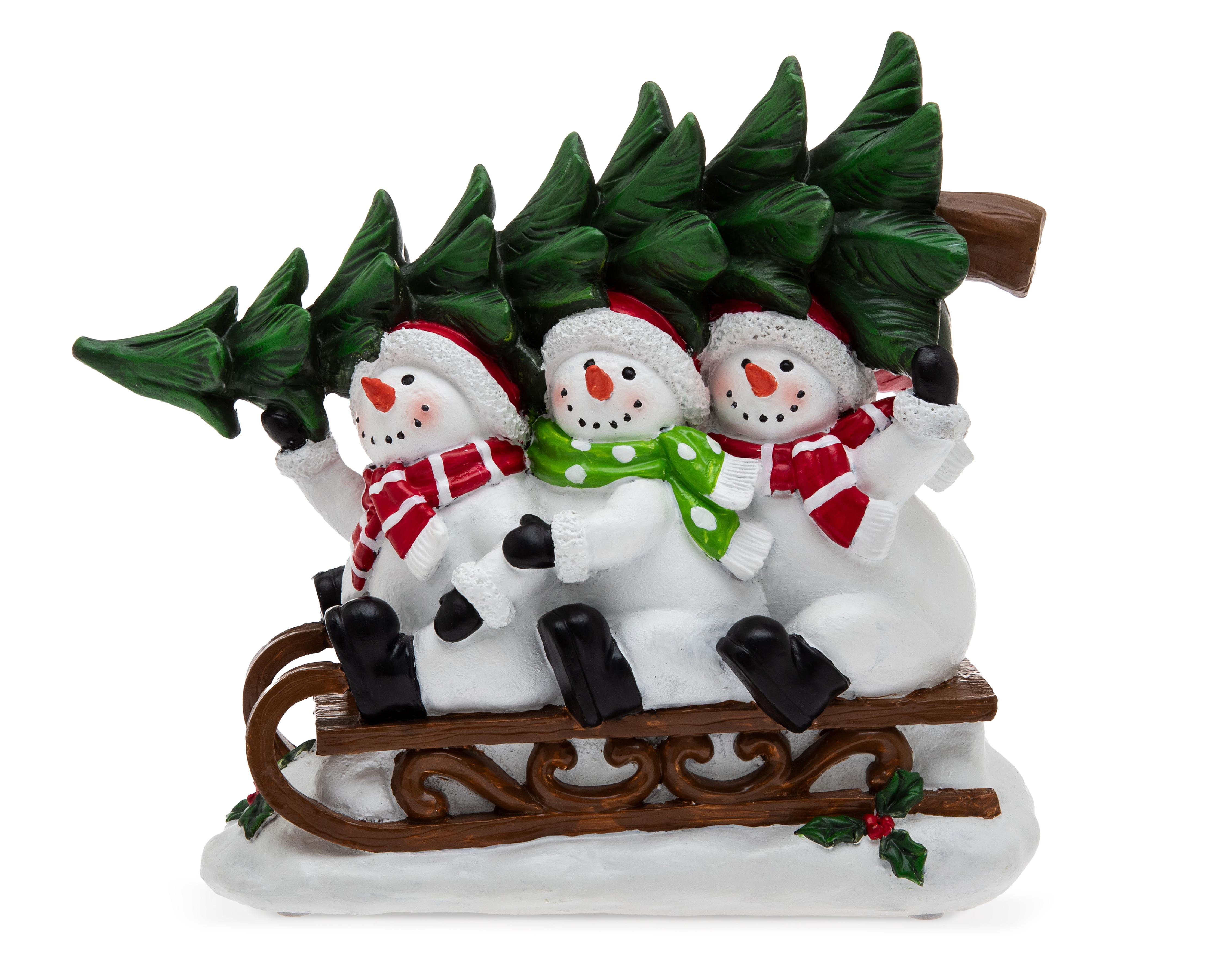 Foto 3 pulgar | Figura Decorativa Monos de Nieve de Navidad Trineo de Resina