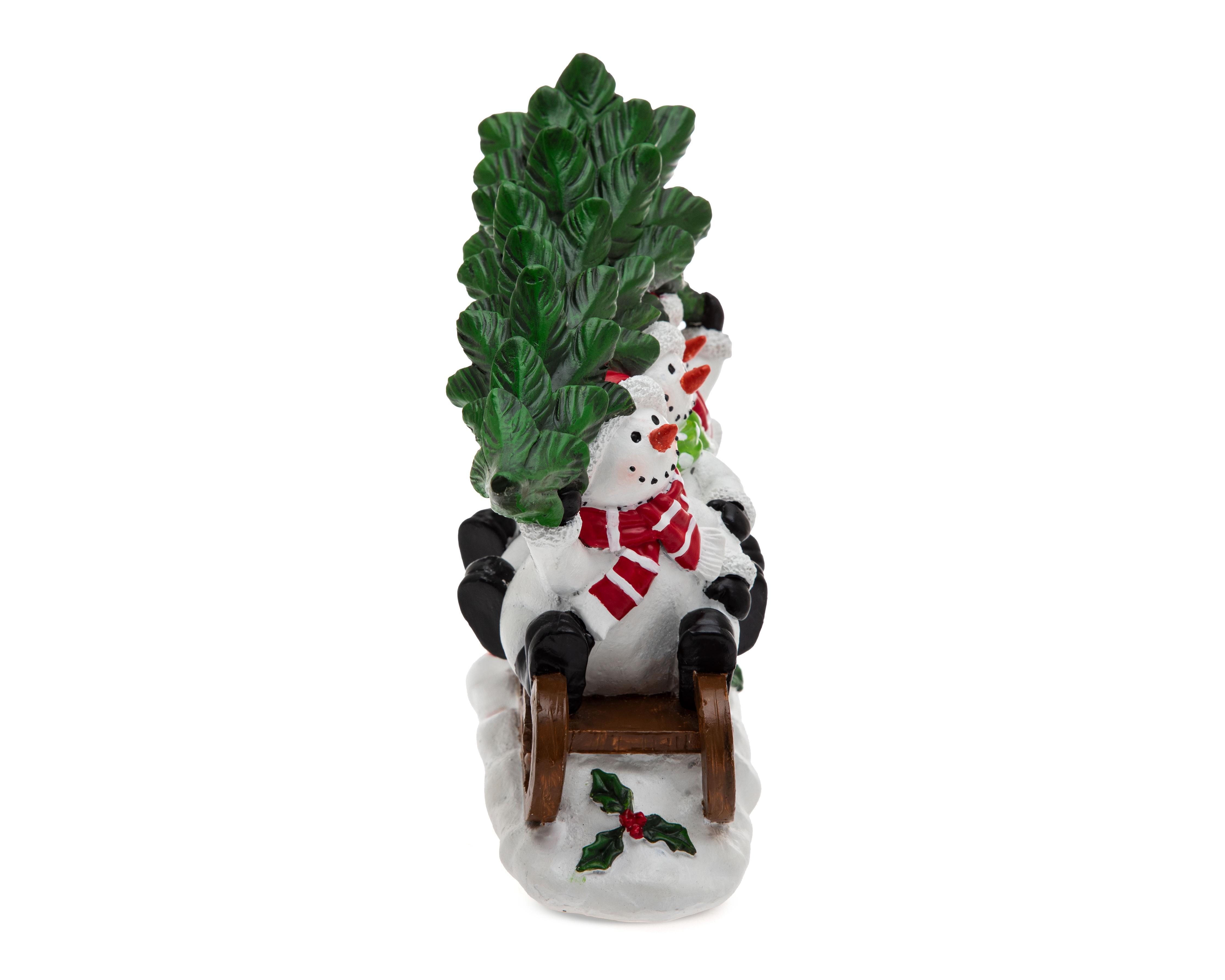 Foto 4 pulgar | Figura Decorativa Monos de Nieve de Navidad Trineo de Resina