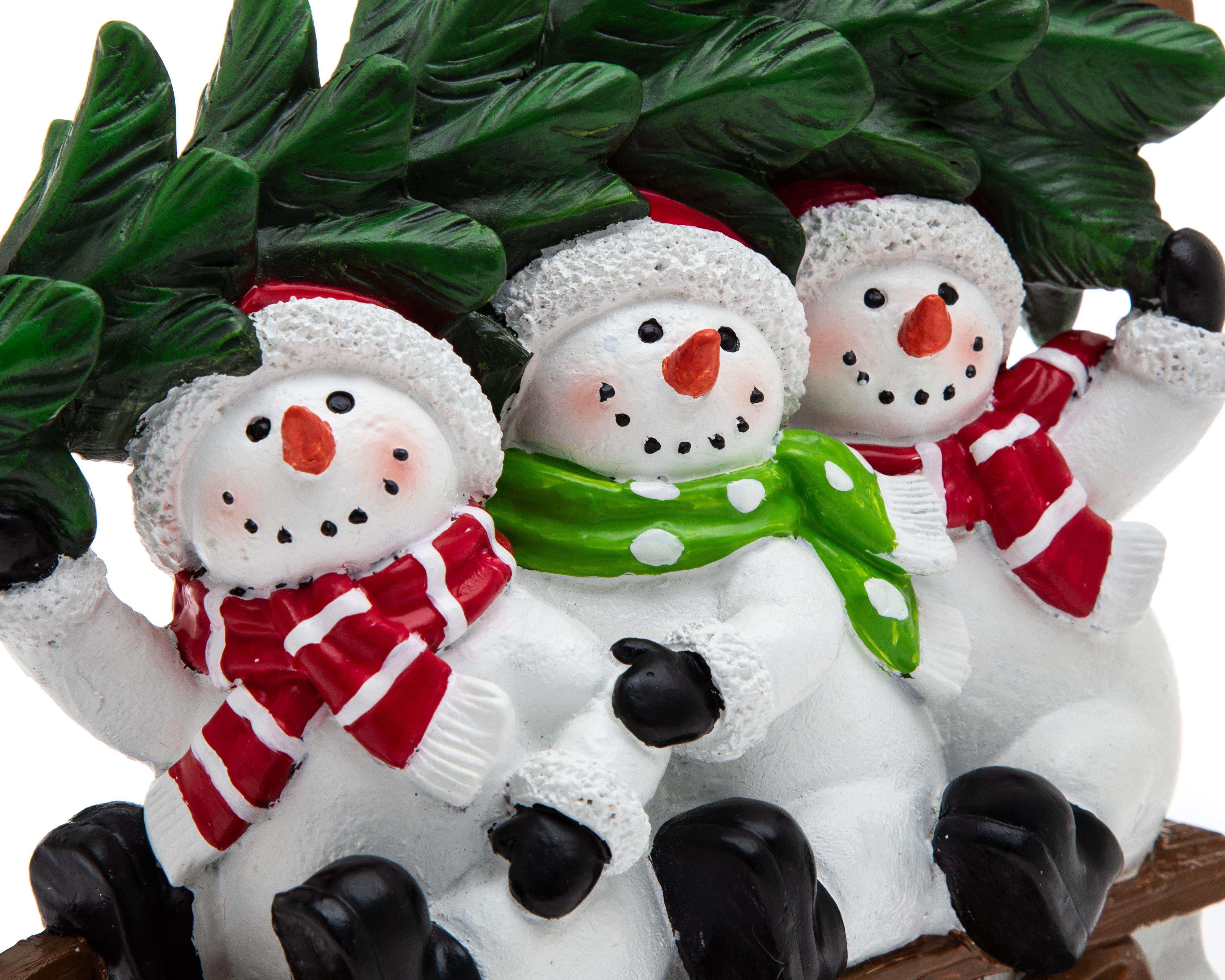 Foto 5 pulgar | Figura Decorativa Monos de Nieve de Navidad Trineo de Resina