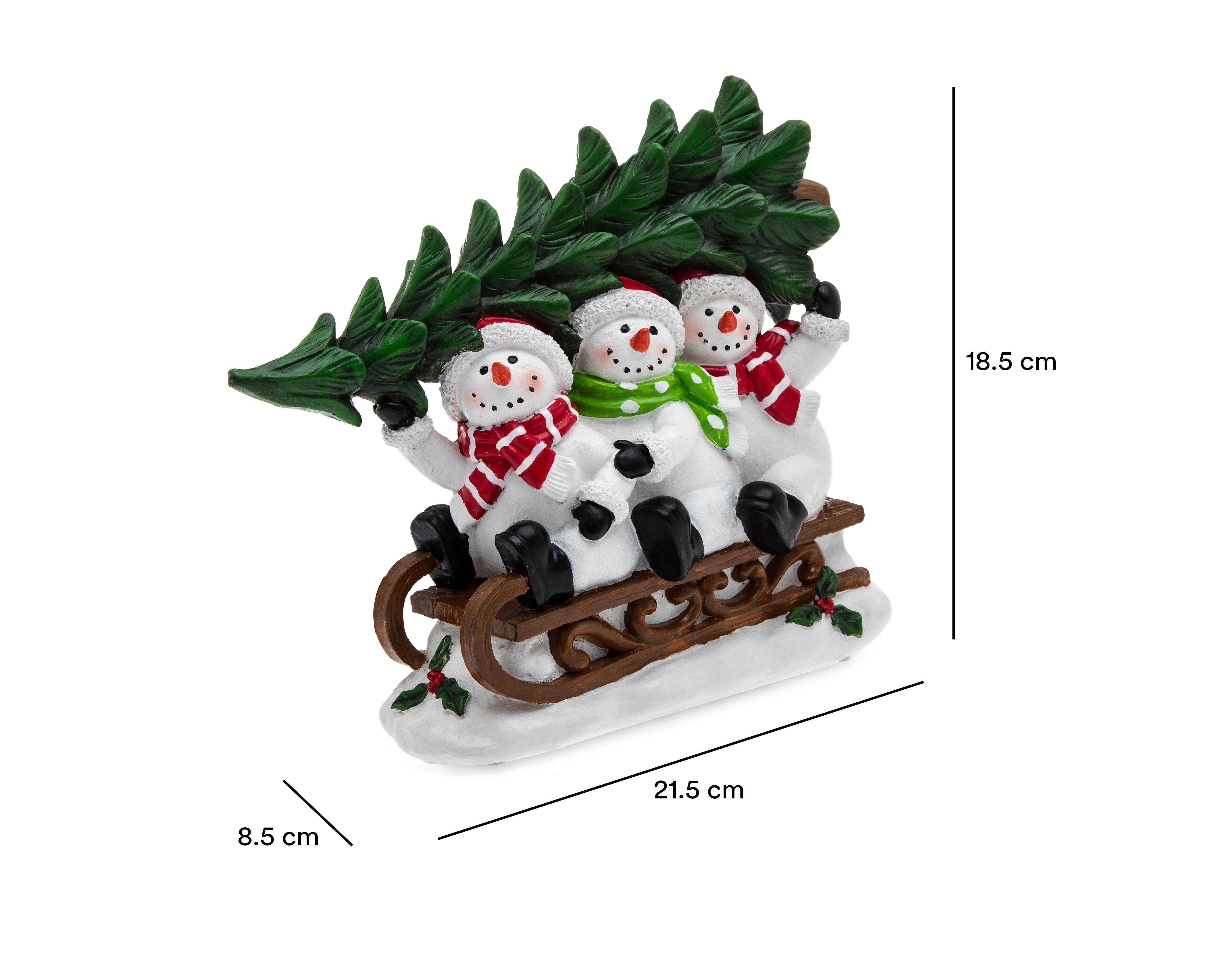 Foto 7 pulgar | Figura Decorativa Monos de Nieve de Navidad Trineo de Resina