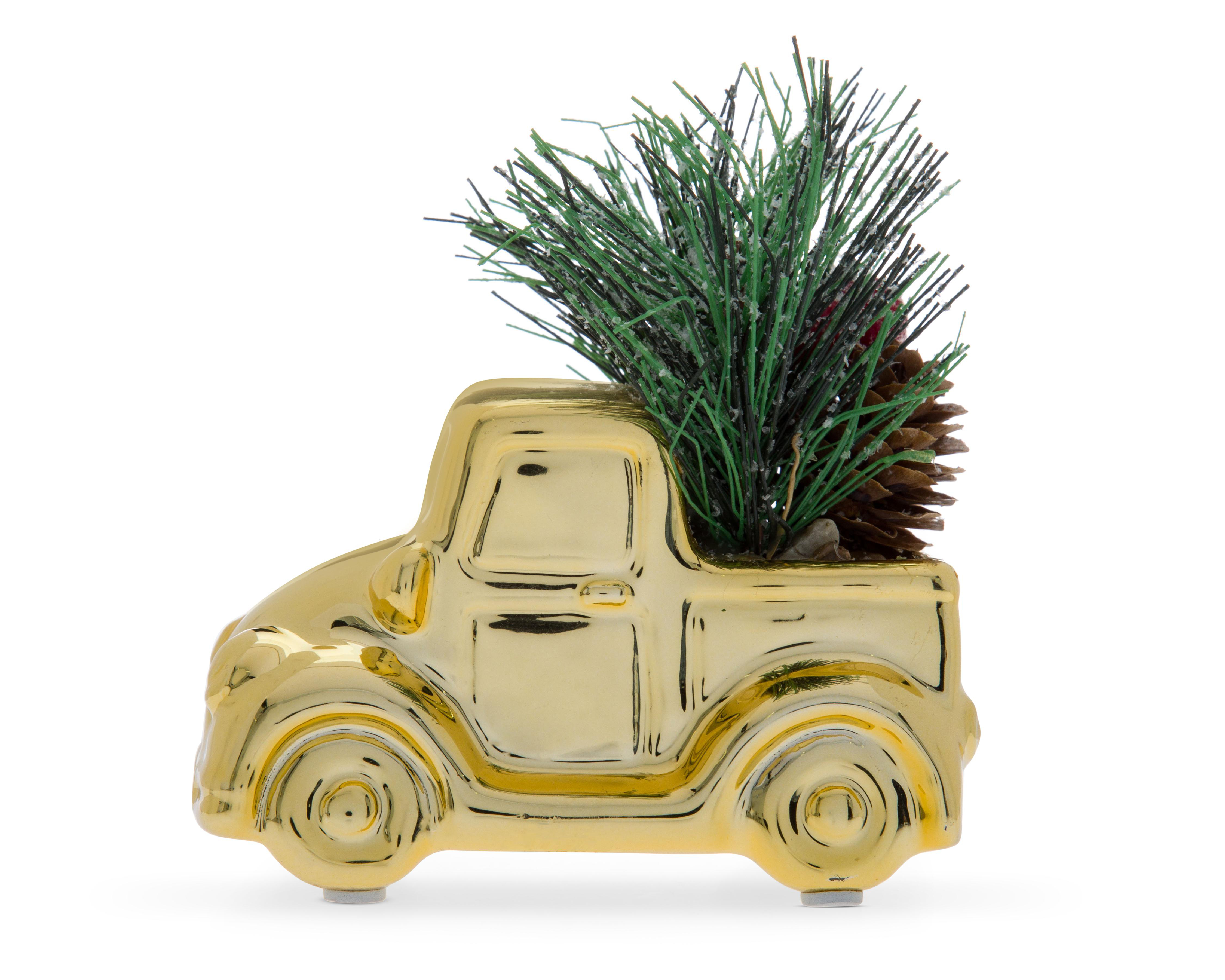 Foto 3 pulgar | Escultura de Camioneta Gold Car de Cerámica
