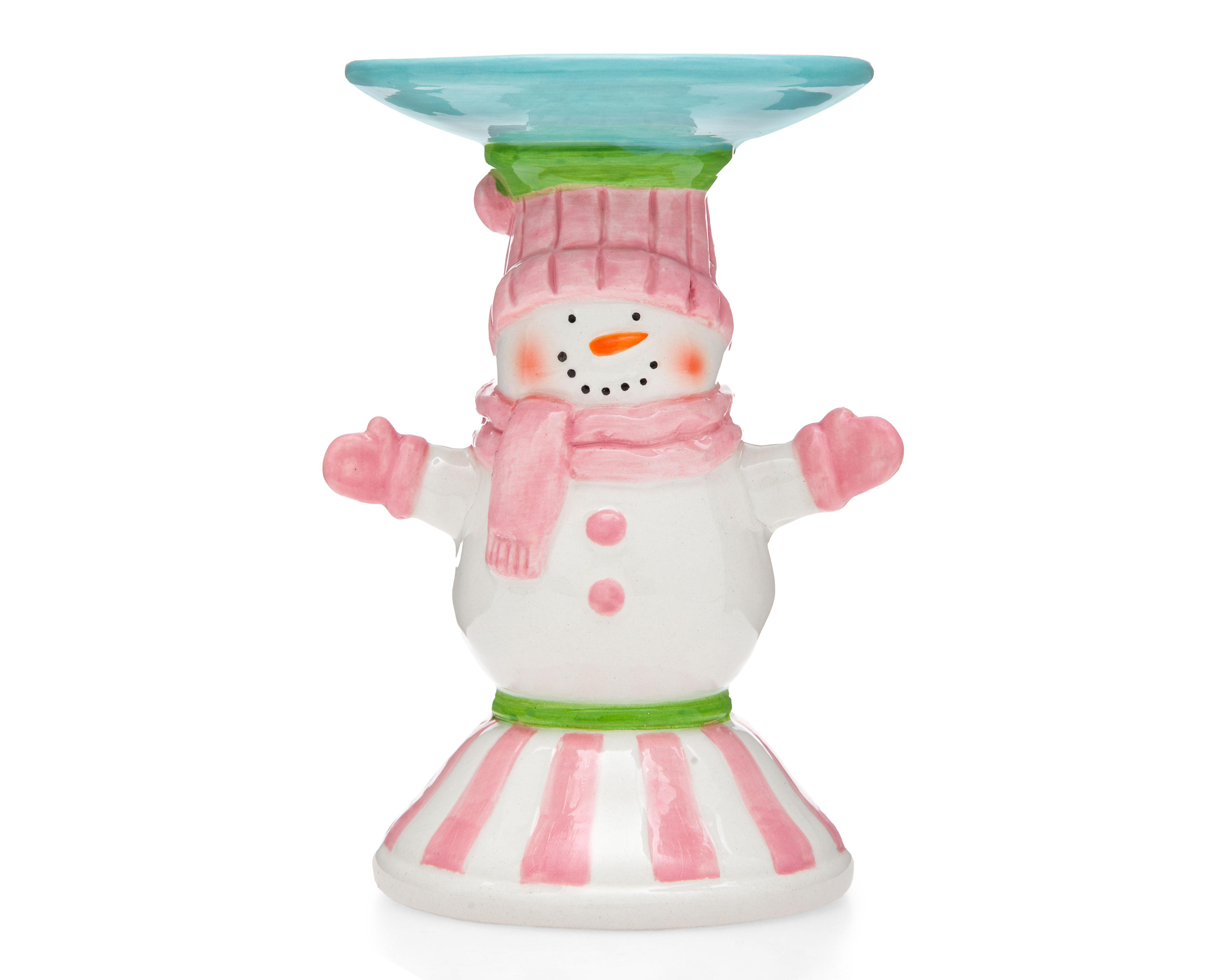 Foto 3 pulgar | Portavela de Navidad Snowmantini de Cerámica