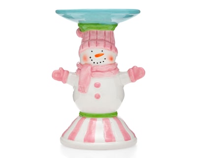 Foto 2 | Portavela de Navidad Snowmantini de Cerámica