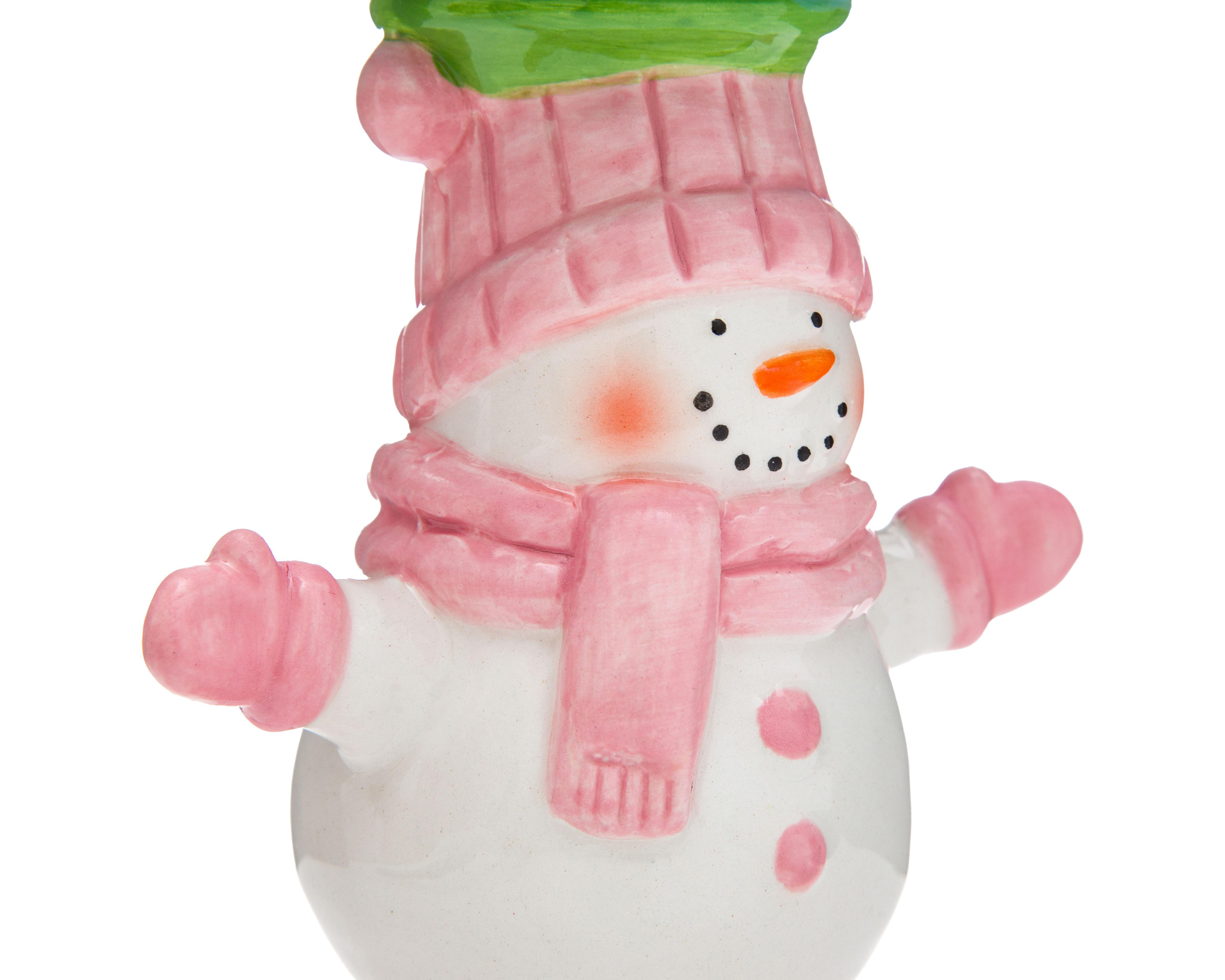 Foto 5 pulgar | Portavela de Navidad Snowmantini de Cerámica