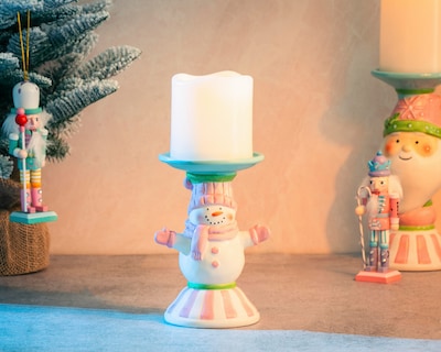 Foto 5 | Portavela de Navidad Snowmantini de Cerámica