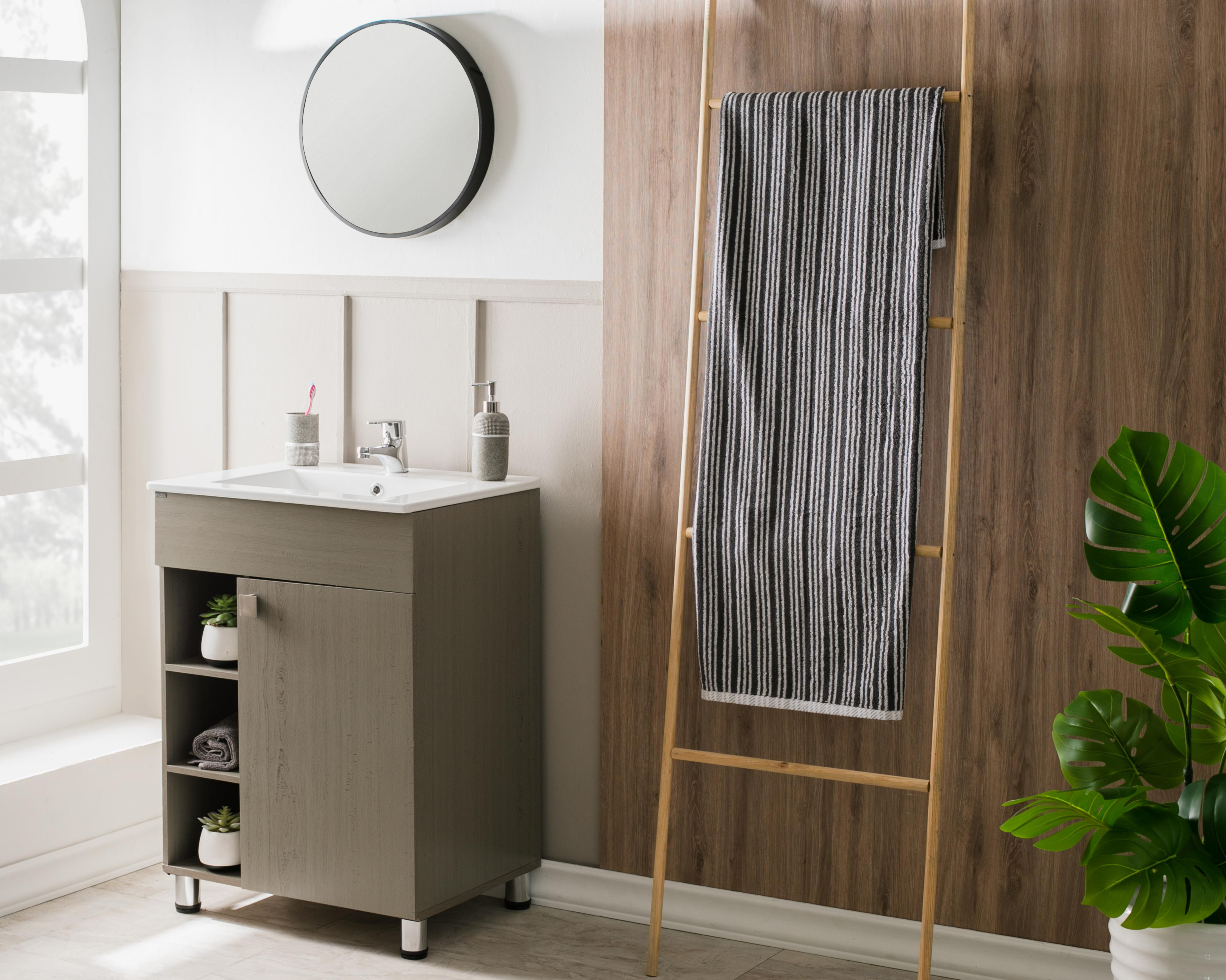 Foto 5 pulgar | Toalla de Medio Baño Narin Negro-Blanco