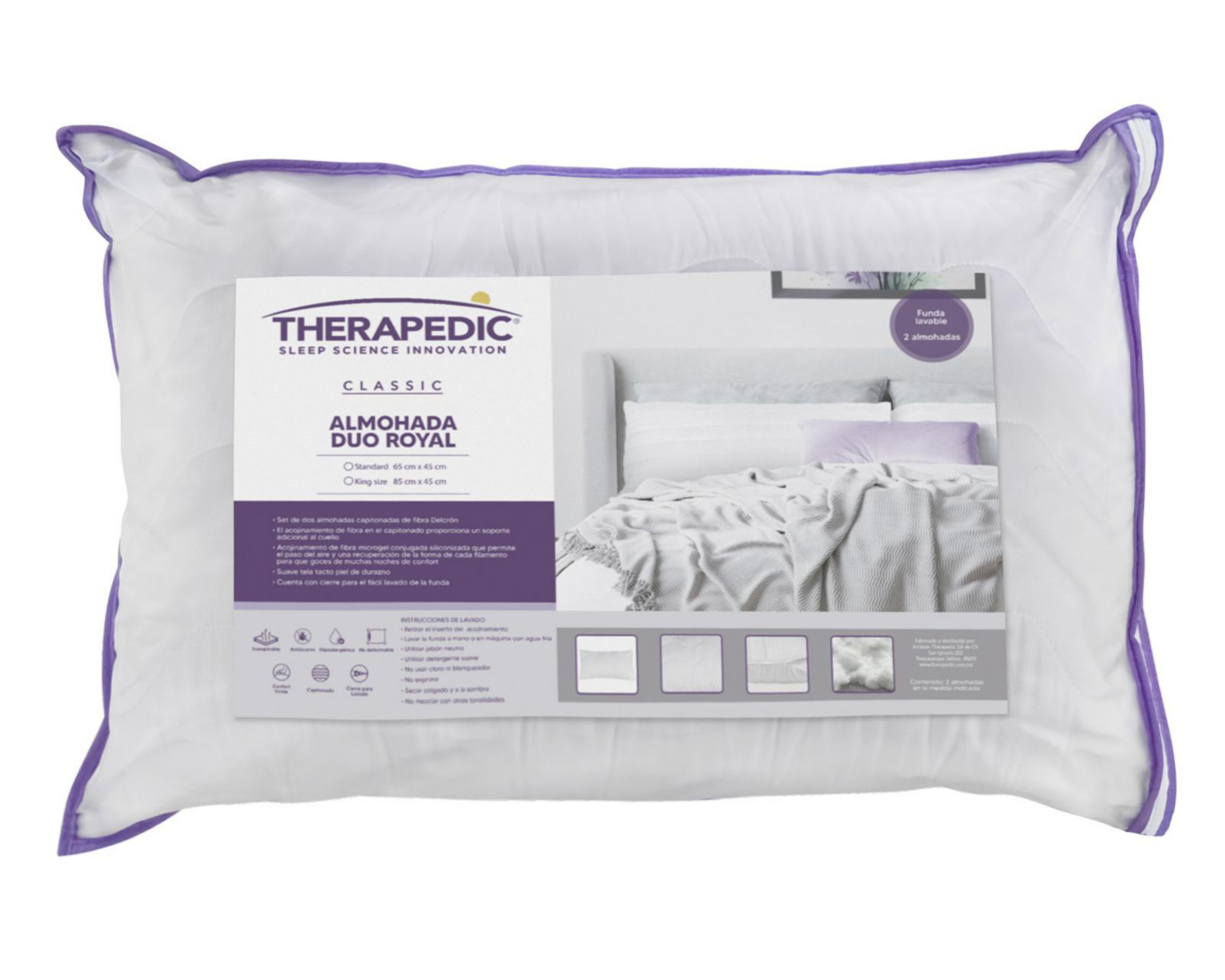 Foto 2 | Almohada Therapedic Duo Royal King Size Medio 2 Piezas