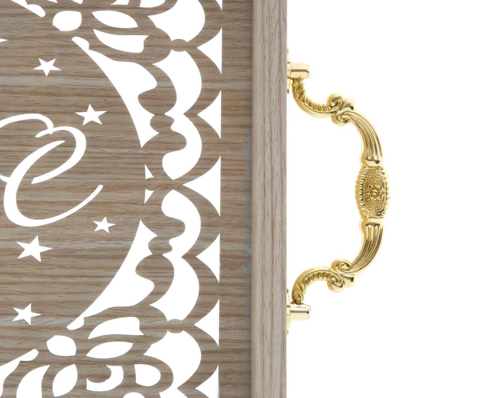 Foto 5 pulgar | Charola Decorativa de Madera / Vidrio