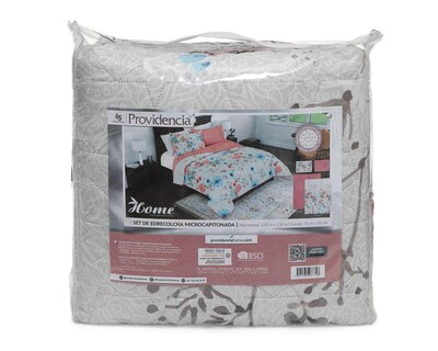 Foto 4 | Colcha Providencia Matrimonial Floral Salmón Beige/Salmón 3 Piezas