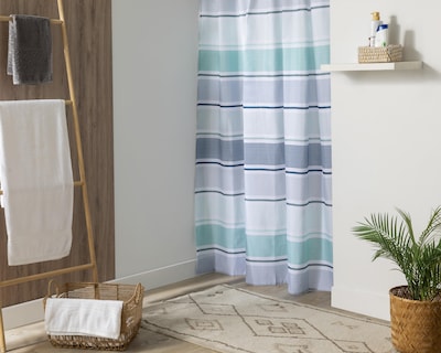 Foto 4 | Cortina para Baño Starhaus Azul 178 x 183 cm