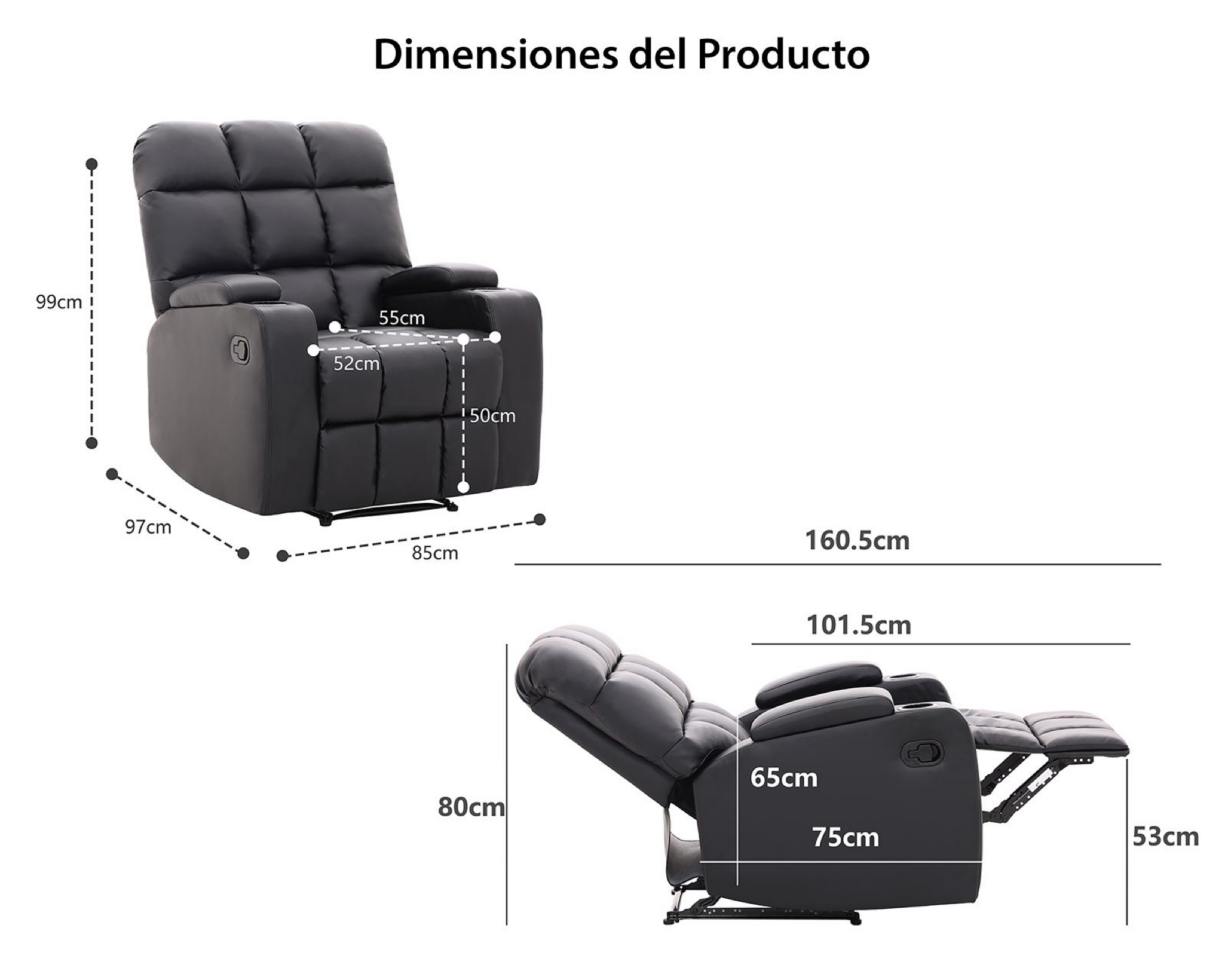 Foto 11 pulgar | Sillón Reclinable Dayu Negro