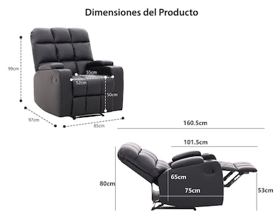Foto 10 | Sillón Reclinable Dayu Negro