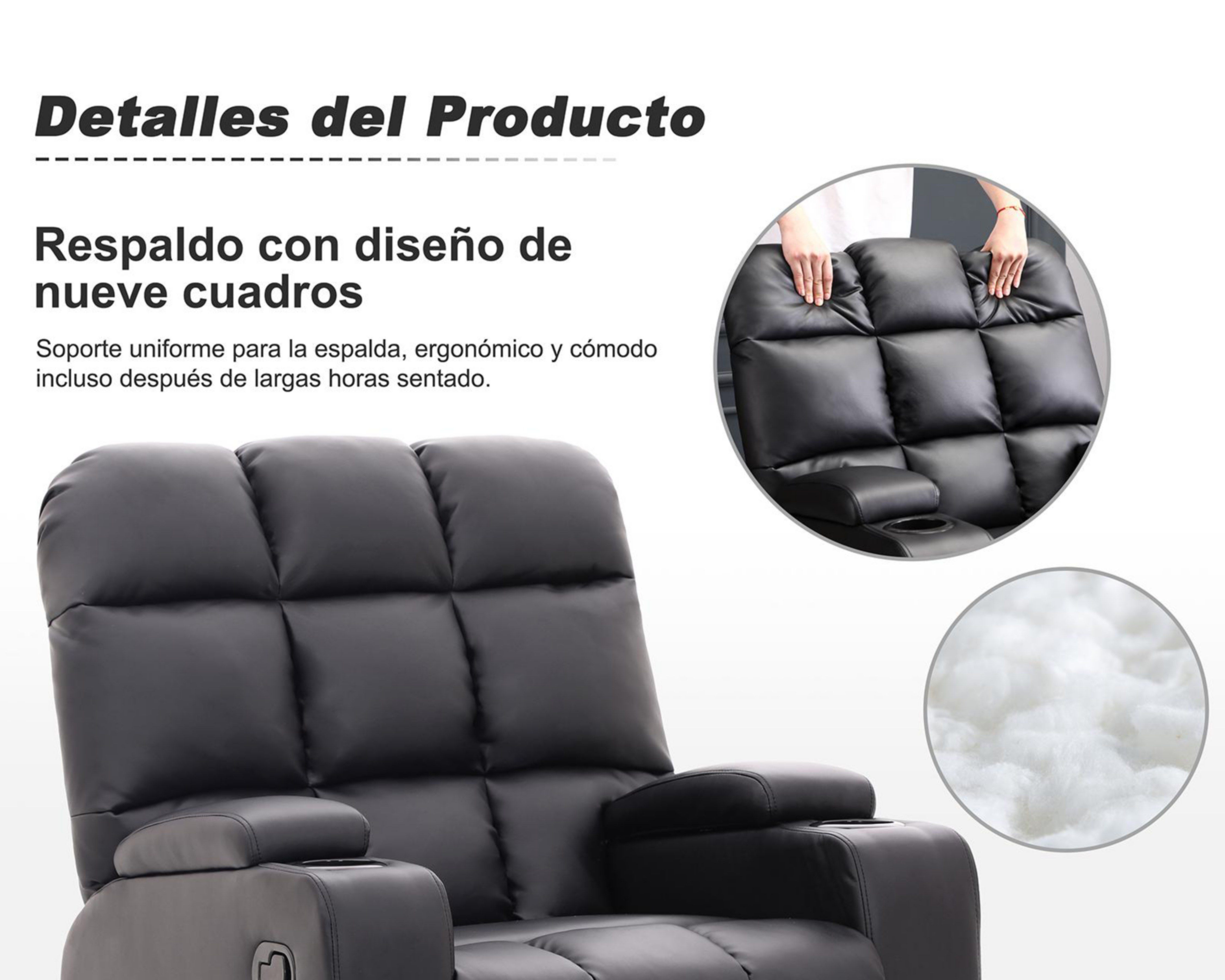 Foto 9 pulgar | Sillón Reclinable Dayu Negro