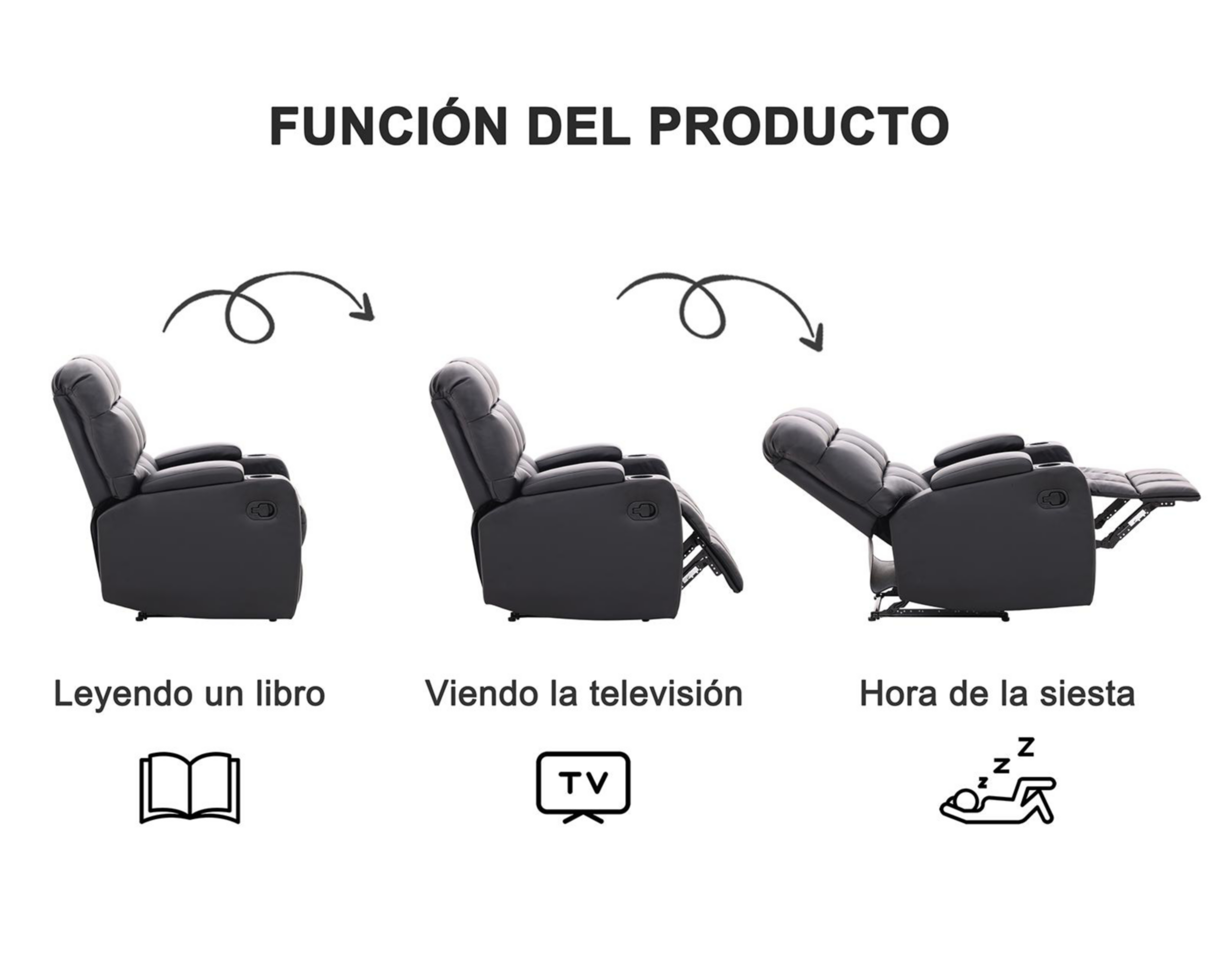 Foto 10 pulgar | Sillón Reclinable Dayu Negro