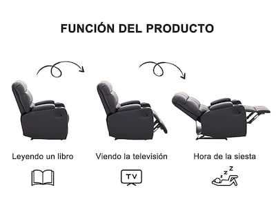 Foto 9 | Sillón Reclinable Dayu Negro
