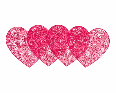Foto 3 | Mantel Individual Corazón Rosa Fucsia 4 Piezas