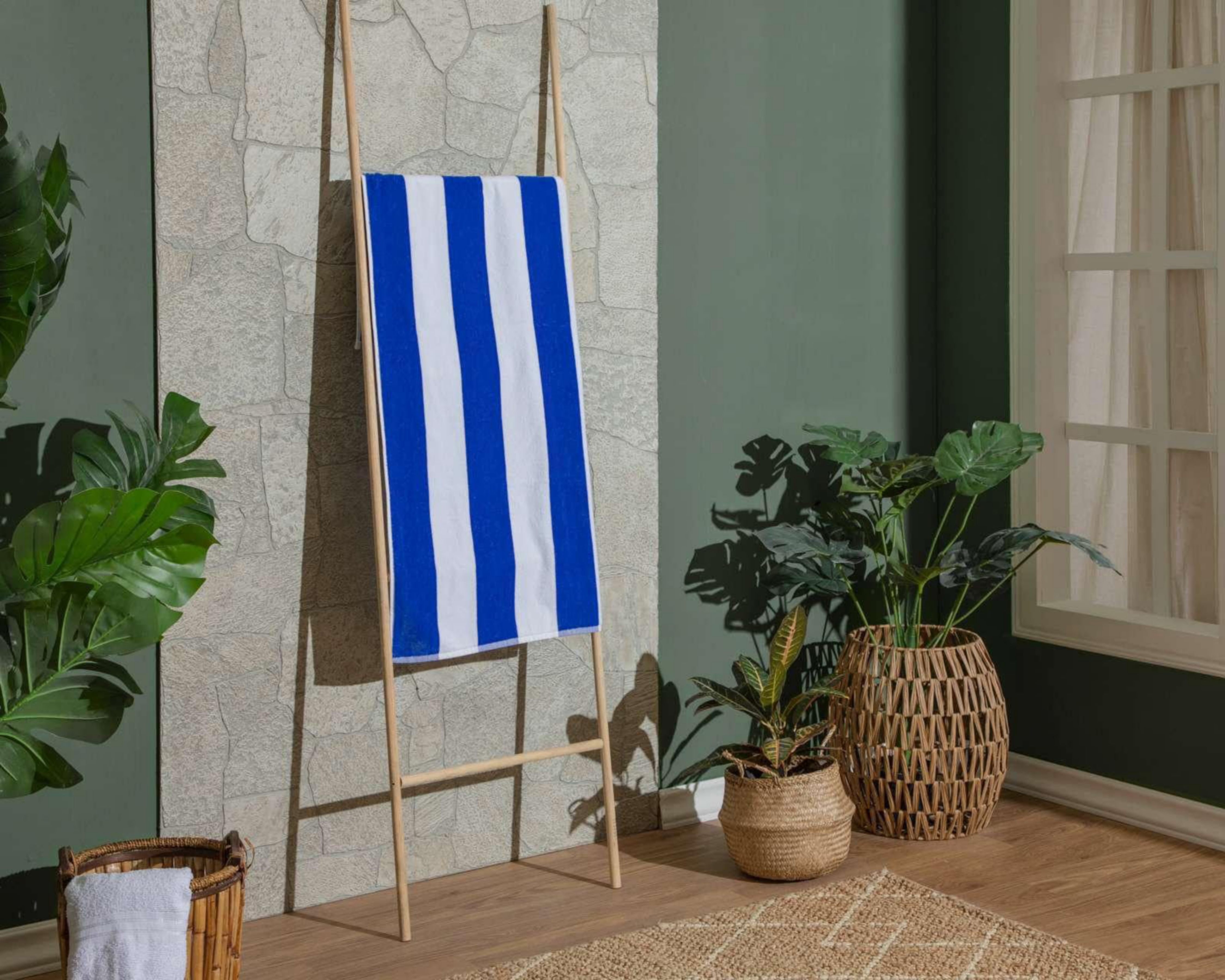 Foto 4 | Toalla de Medio Baño Velour Franjas Azul
