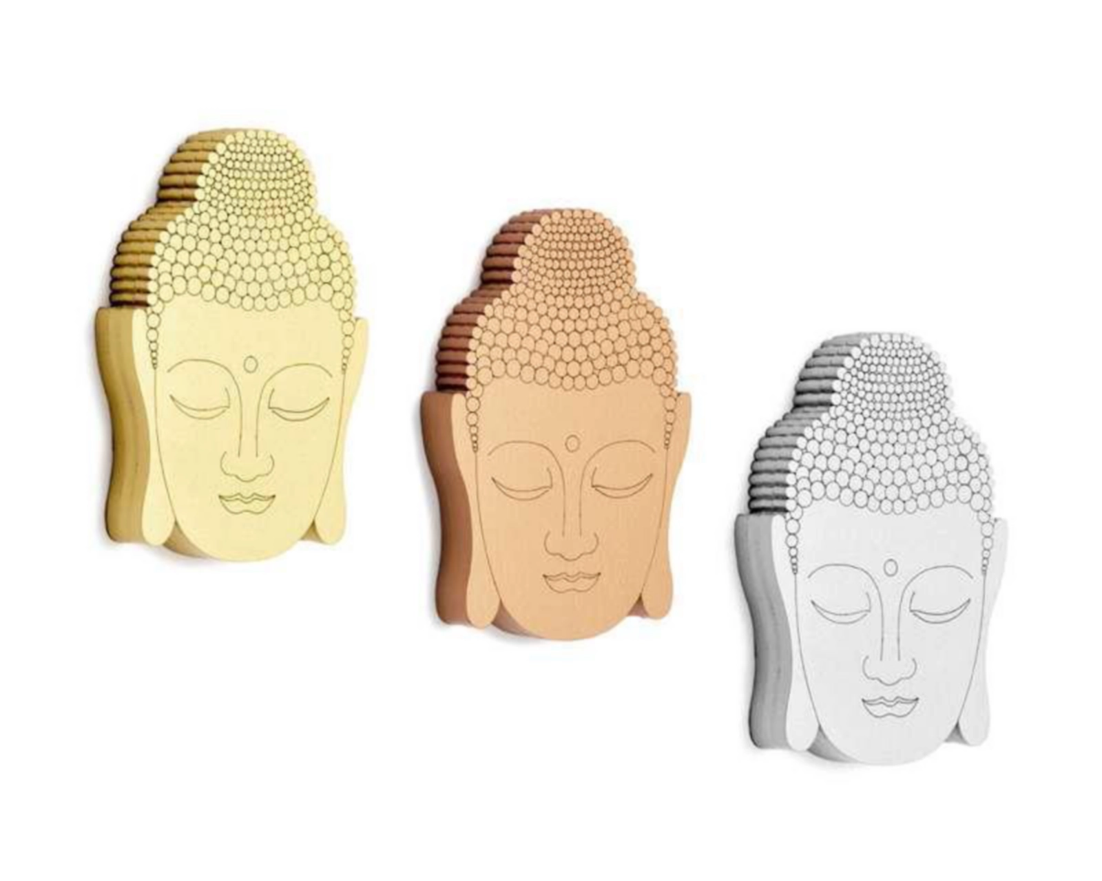 Foto 4 pulgar | Figura Decorativa Buda de Madera 3 Piezas