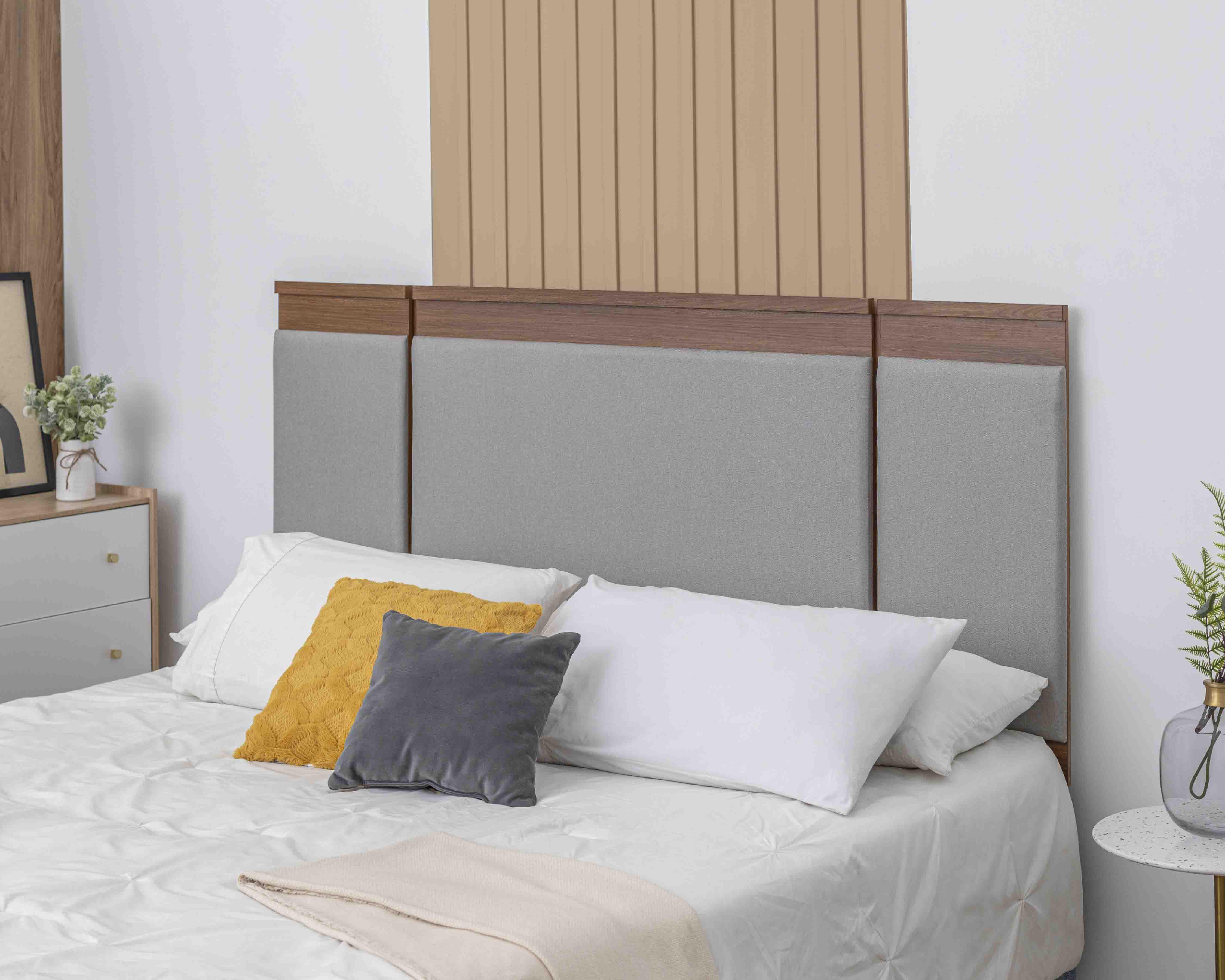 Cabecera Zeppellin Matrimonial Gris $2,569
