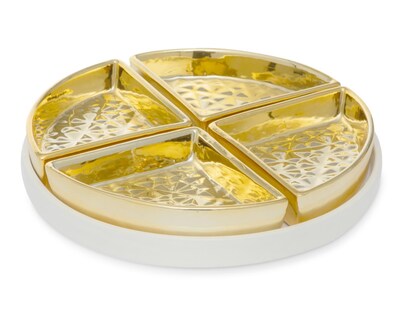 Foto 1 | Platos de Cerámica Dorado 4 Piezas