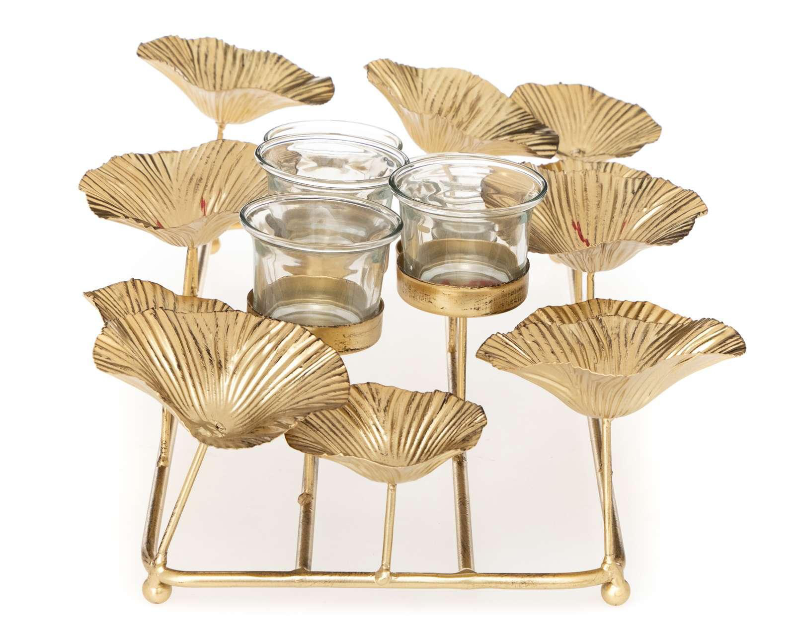 Foto 4 pulgar | Candelabro Golden Flowers