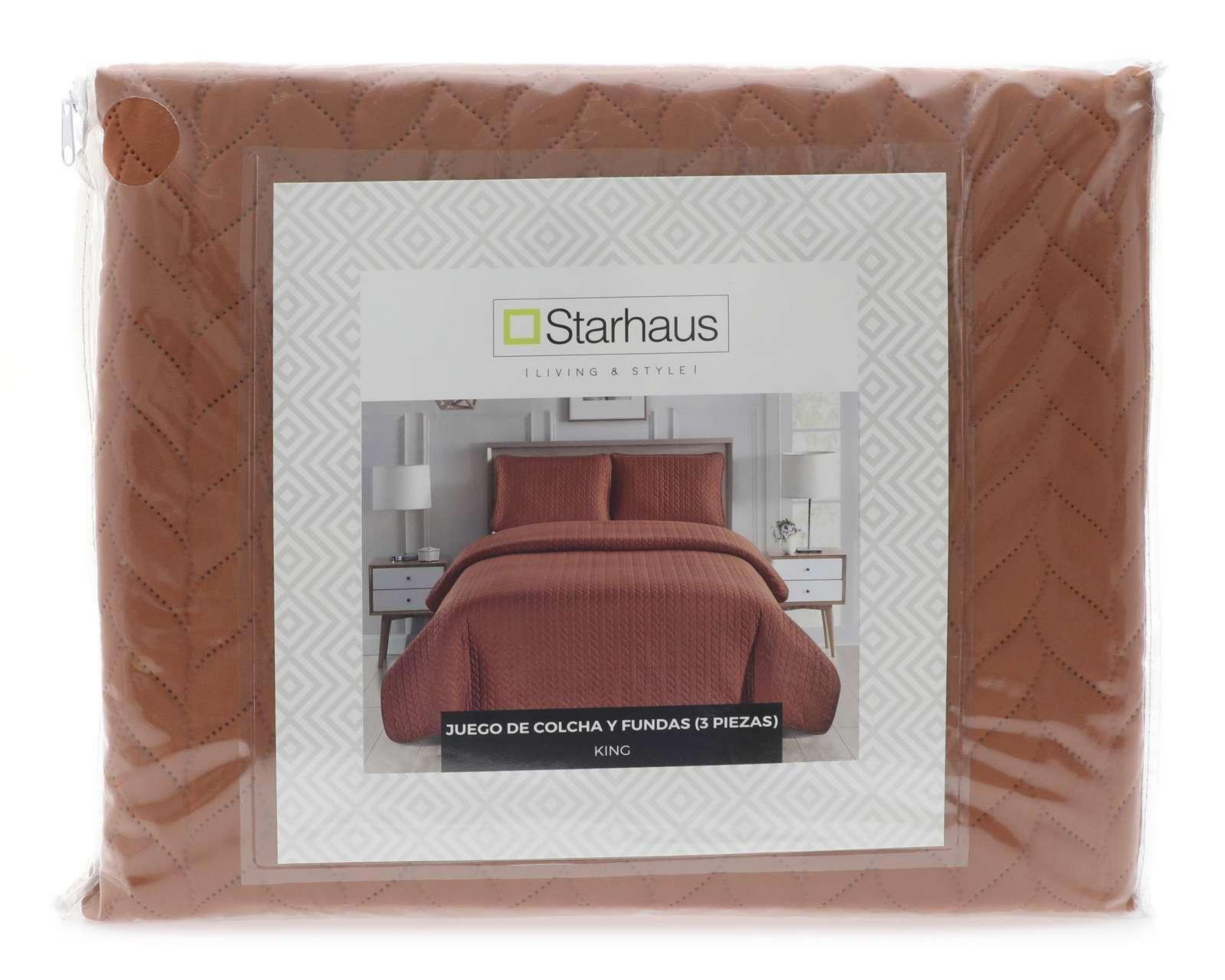 Foto 5 | Colcha Starhaus Steyr King Size Café 3 Piezas