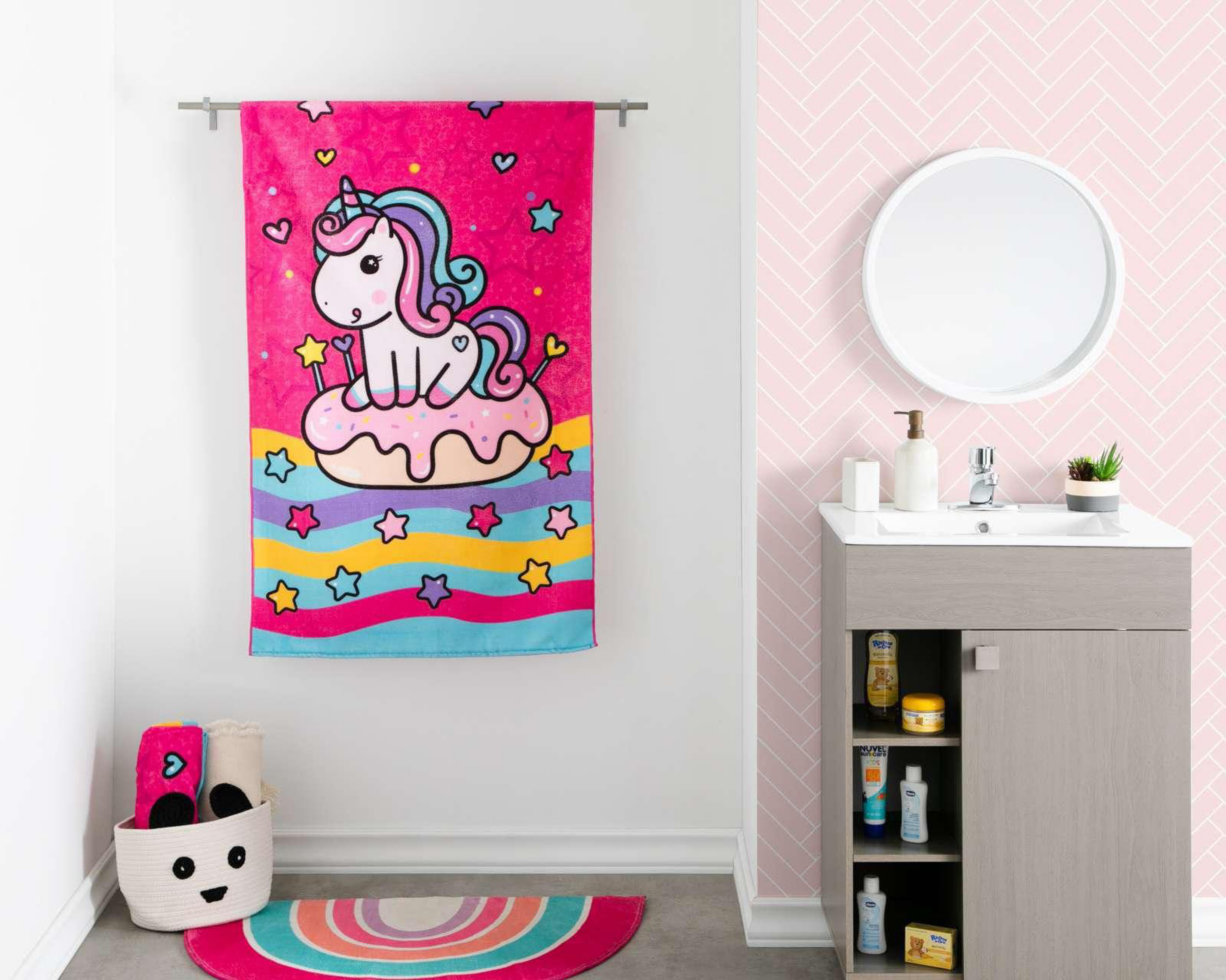 Foto 7 | Toalla de Medio Baño Unicornio Providencia Rosa