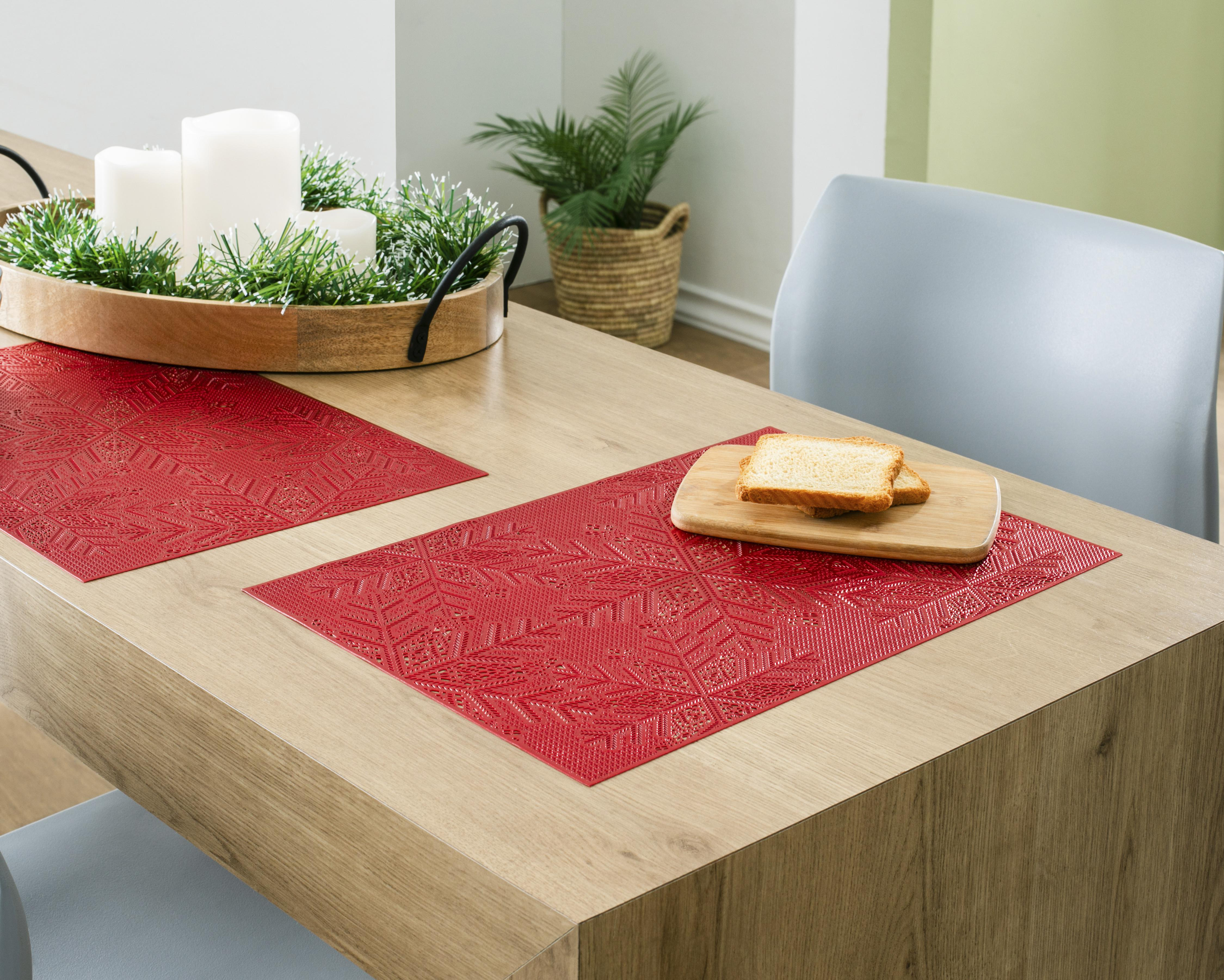 Mantel Individual Starhaus Nieve Rojo 4 Piezas $99