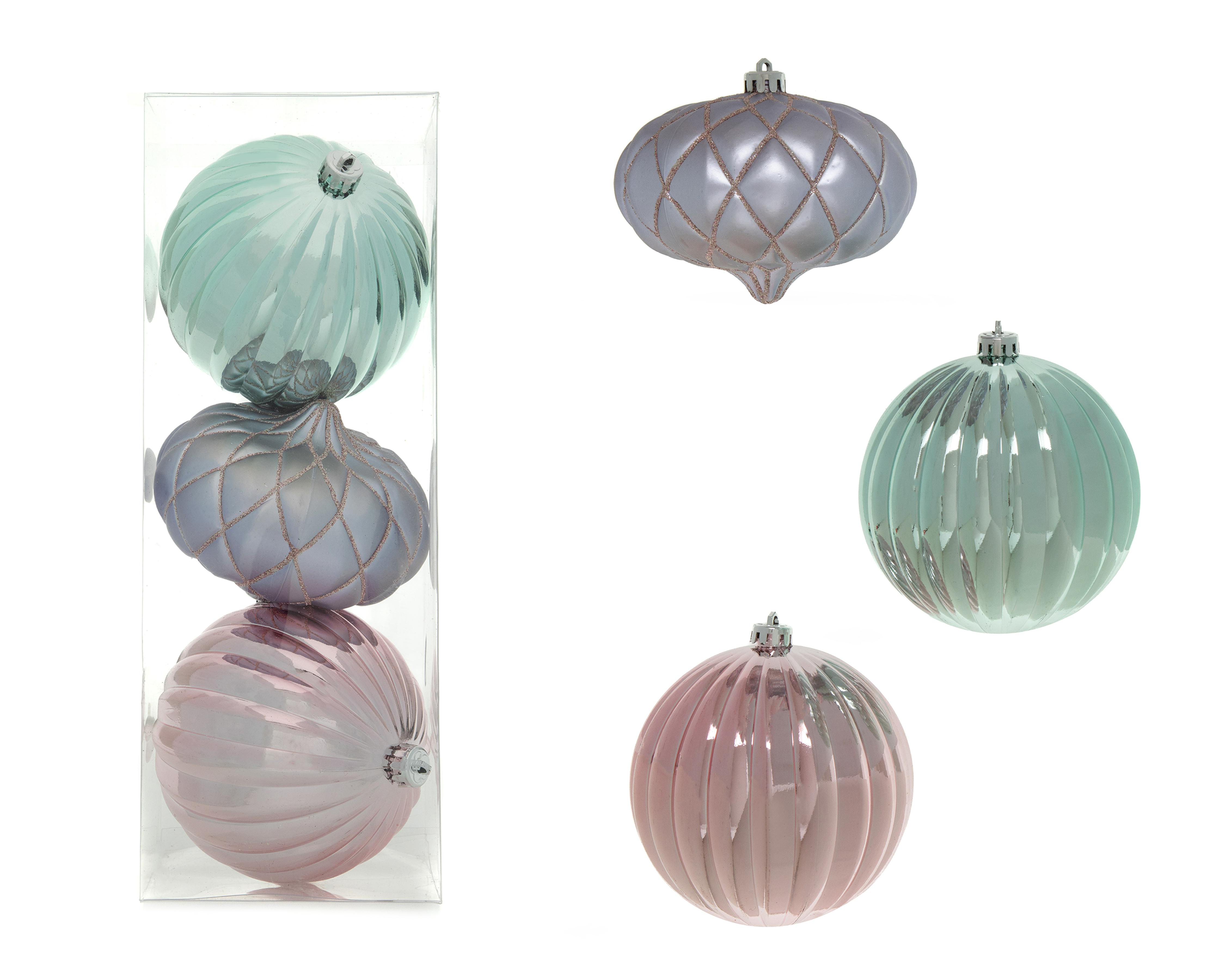 Esferas Navideñas Pastel 3 Piezas $129