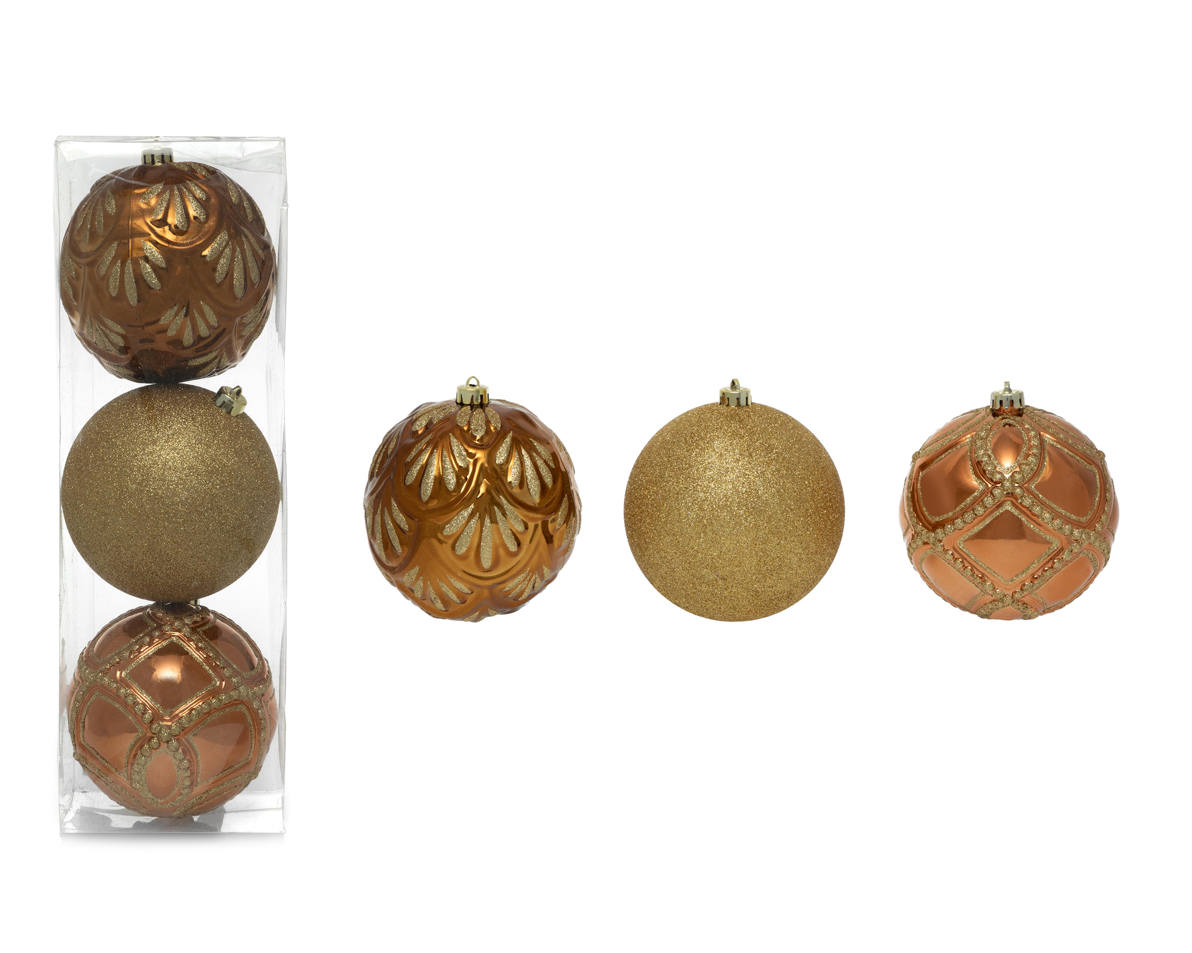 Esferas Navideñas Cobres 3 Piezas $49